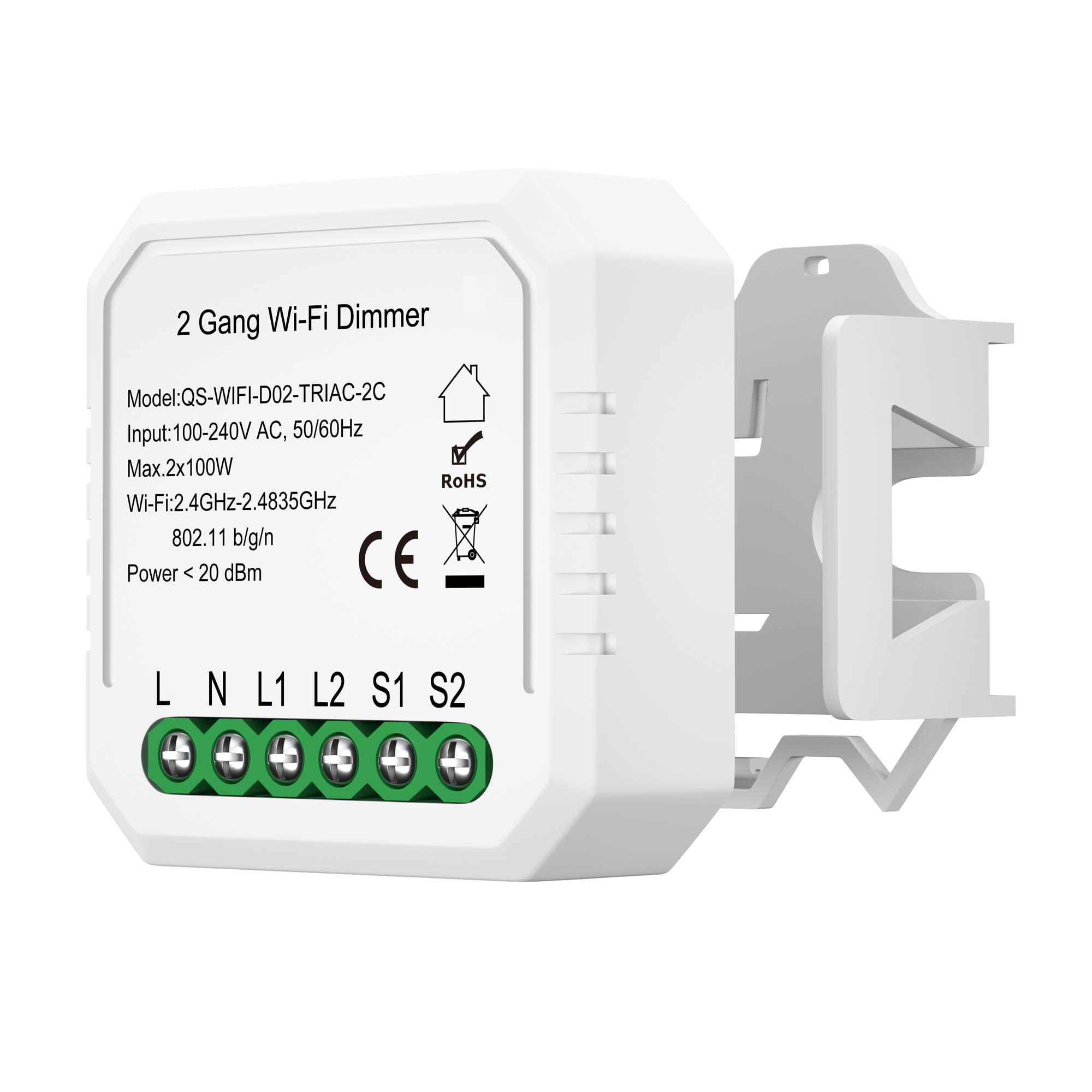 ST9000.500.02C WI-FI реле 2 канала, 2x150W,IP20, L46xW46xH18,230V, Белый AROUND