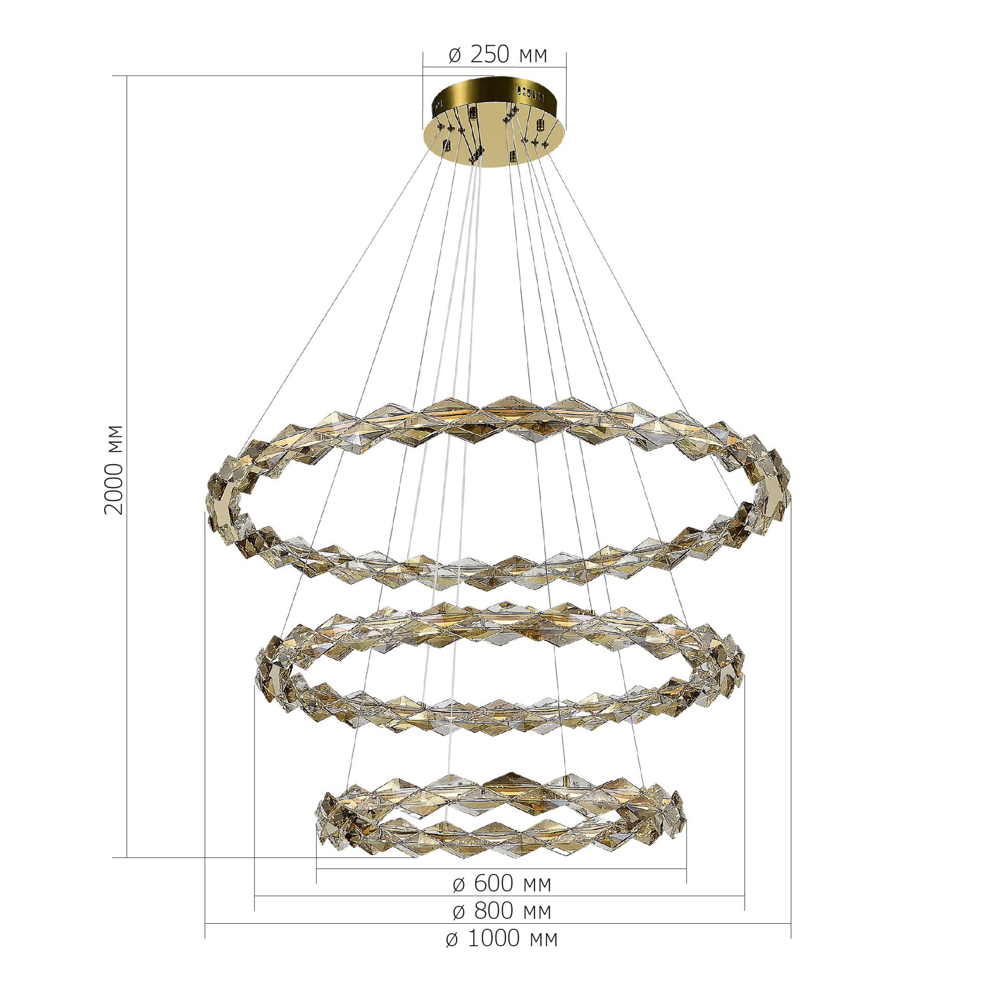 SL6009.203.03 Люстра подвесная ST-Luce Золотистый/Прозрачный,Янтарный LED 1*75W 3000K DIAMANTA