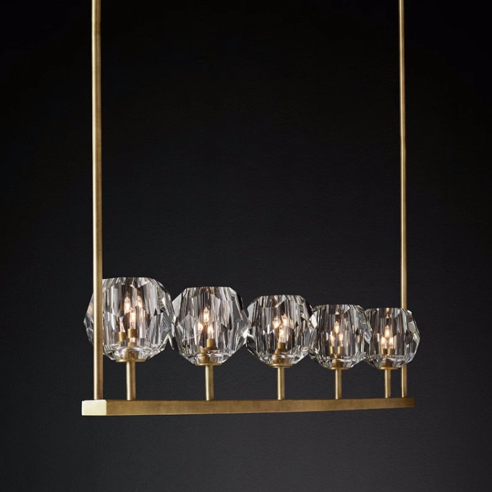 Люстра RH Boule De Cristal Linear Chandelier 5 Bronze 240204-22