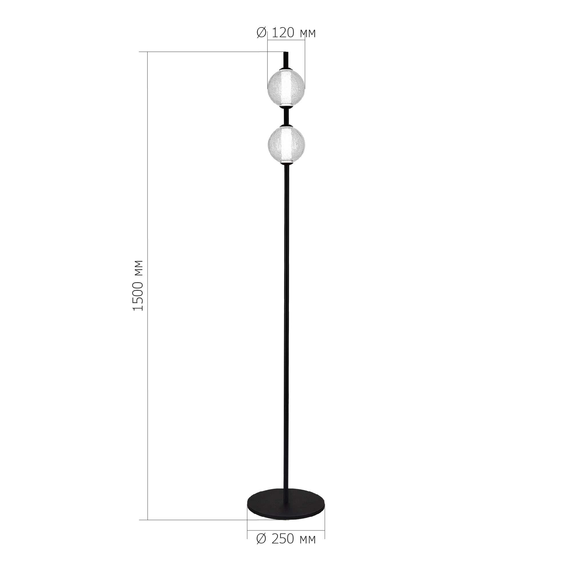 SL6120.405.01 Светильник напольный ST-Luce Черный/Прозрачное кракелированное стекло LED 2*8,5W 3000K PEEK