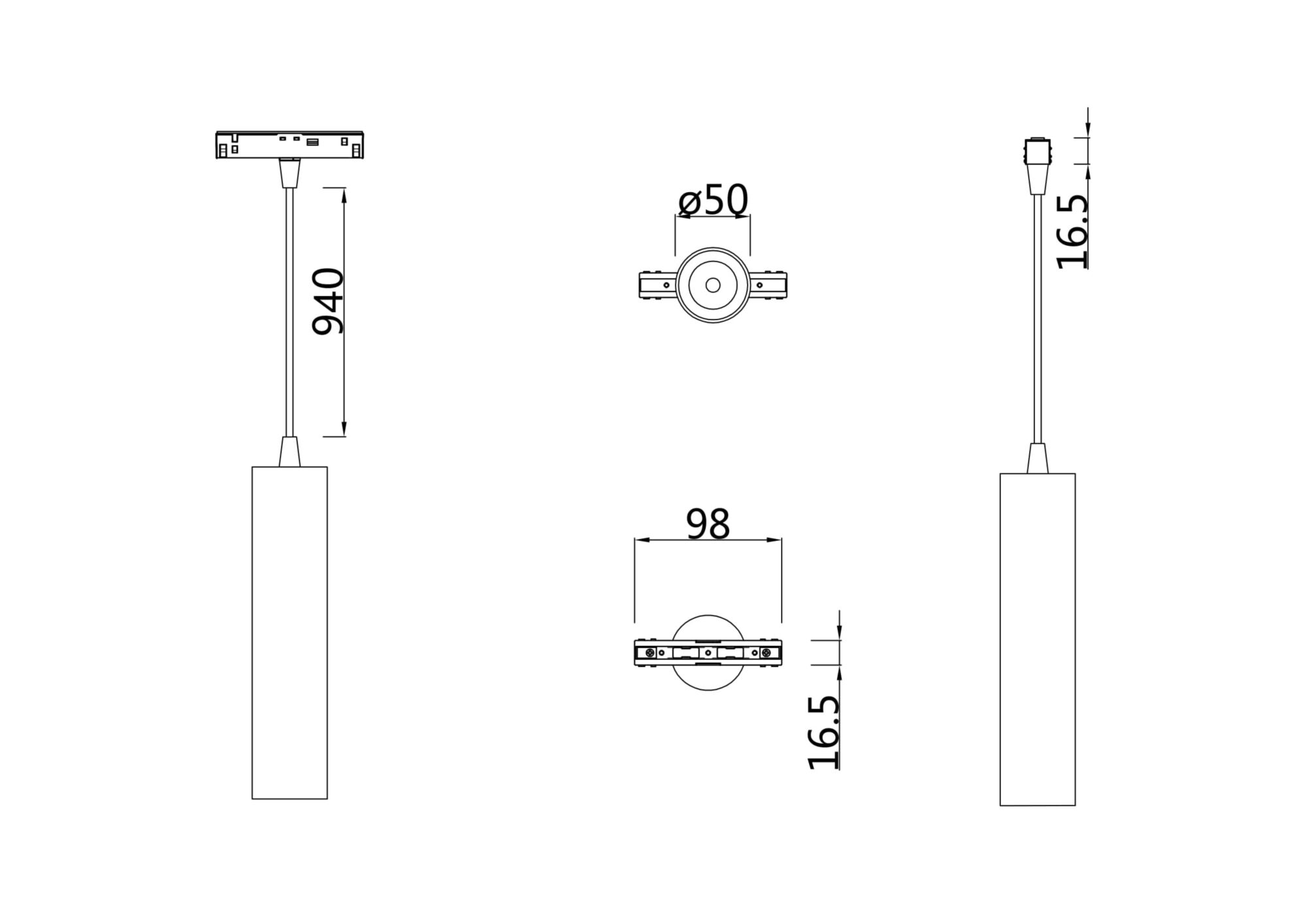 Трековый подвесной светильник Technical TR016-2-12W4K-W