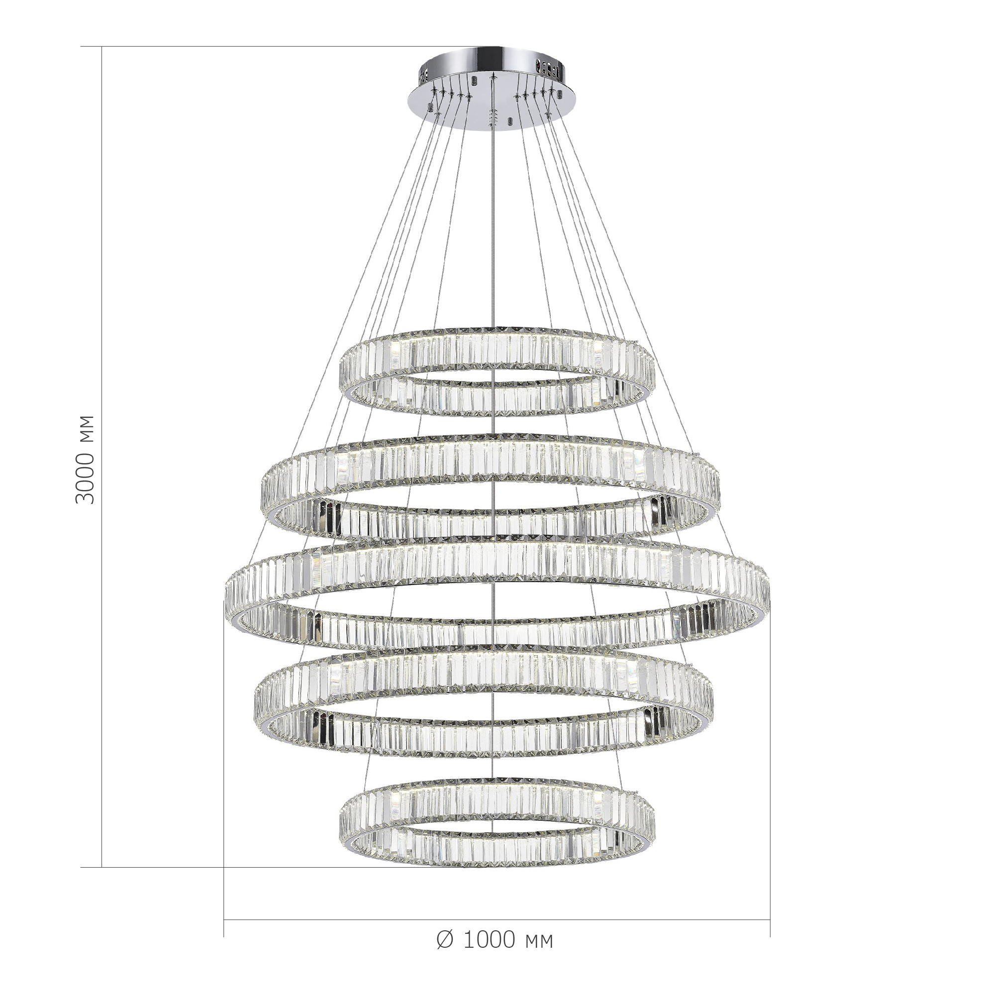 SL1622.103.05 Люстра подвесная ST-Luce Хром/Прозрачный LED 1*255W 4000K ТИВОЛИ