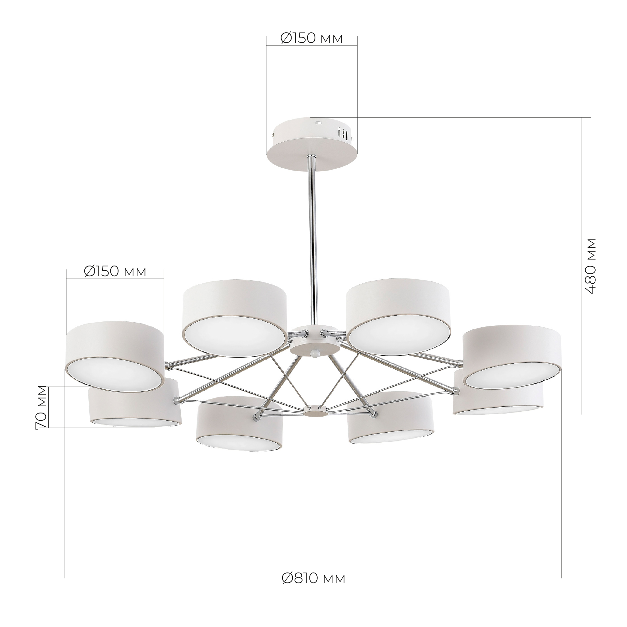 SLE6005-502-08 Светильник потолочный Белый, Хром/Белый LED 8*10W VALLE