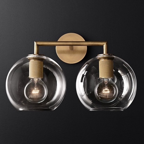 Бра Rh Utilitaire Globe Shade Double Sconce Brass от Imperiumloft 123273-22