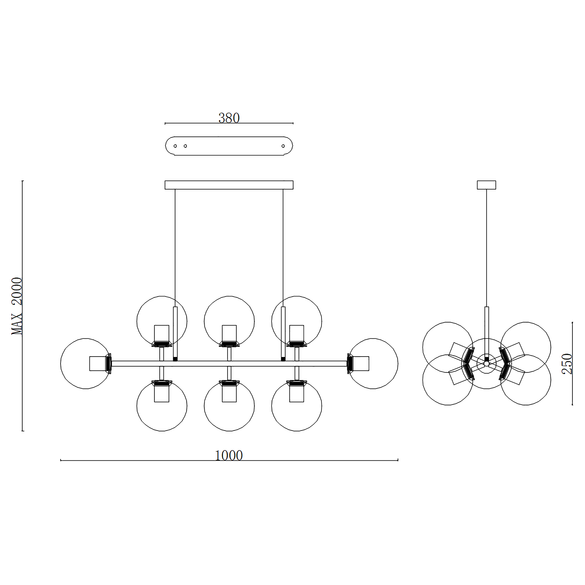 Подвесная люстра Staggered Glass Chandelier 8 107263-22