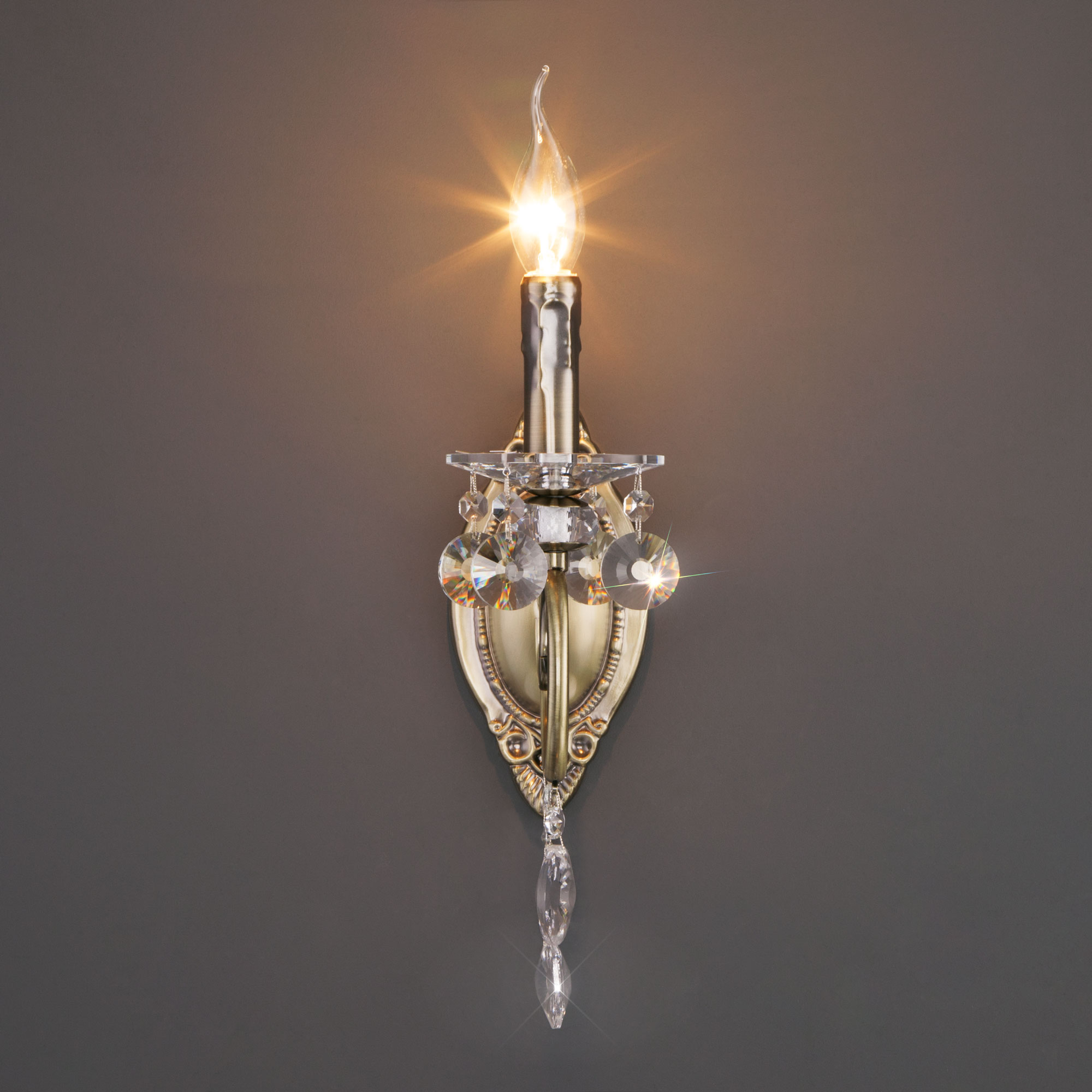 Настенный светильник Eurosvet 10104/1 античная бронза/прозрачный хрусталь Strotskis