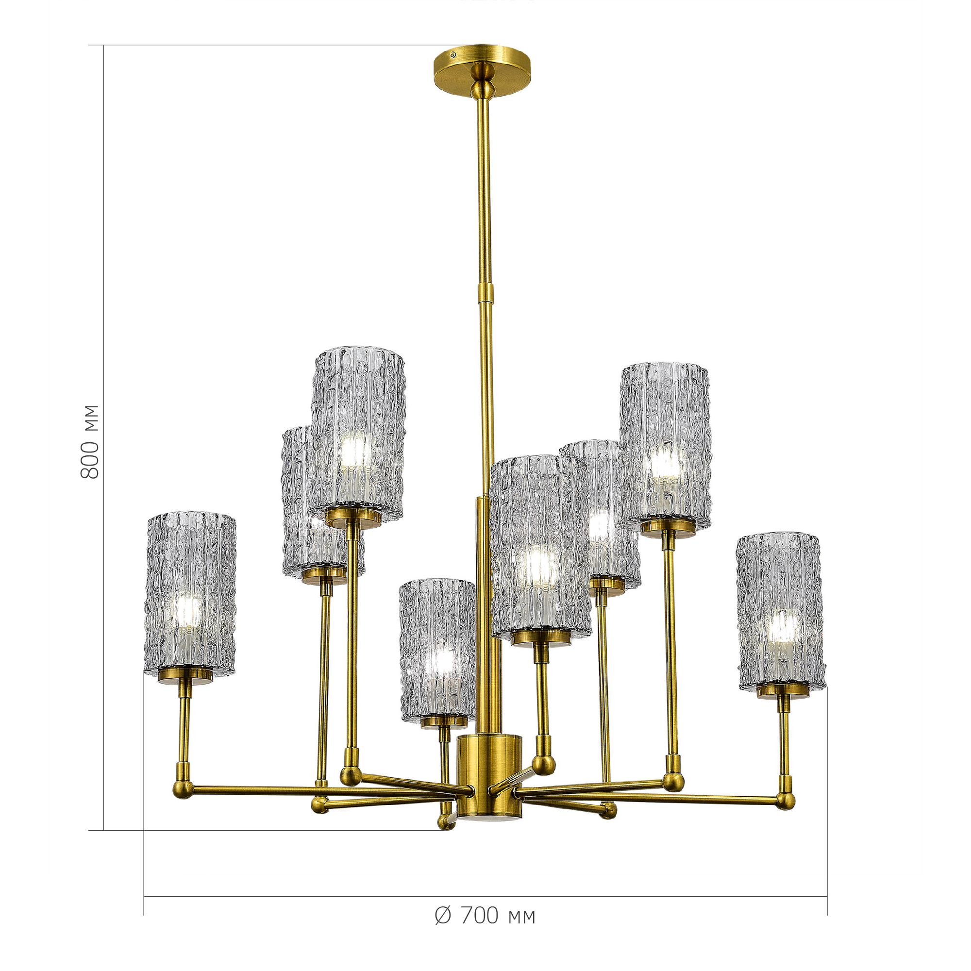 SL1240.303.08 Люстра подвесная ST-Luce Латунь/Дымчатый E27 8*60W GACCIOLO