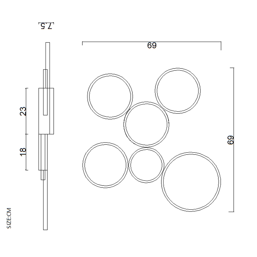 Потолочный светильник TWINE 5 rings Black 204613-26