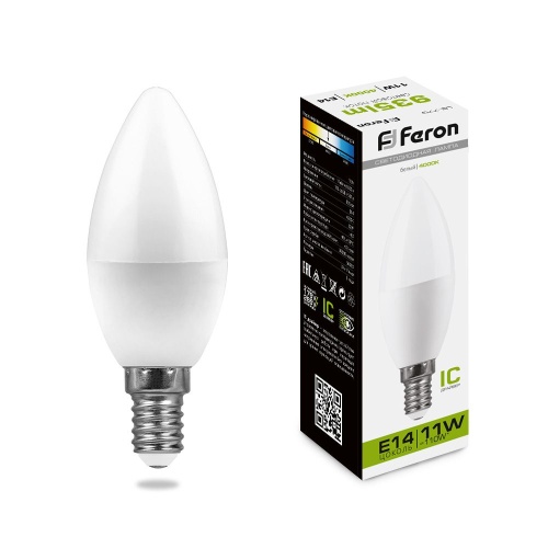 Лампа светодиодная FERON LB-770 11W 230V E14 4000K свеча