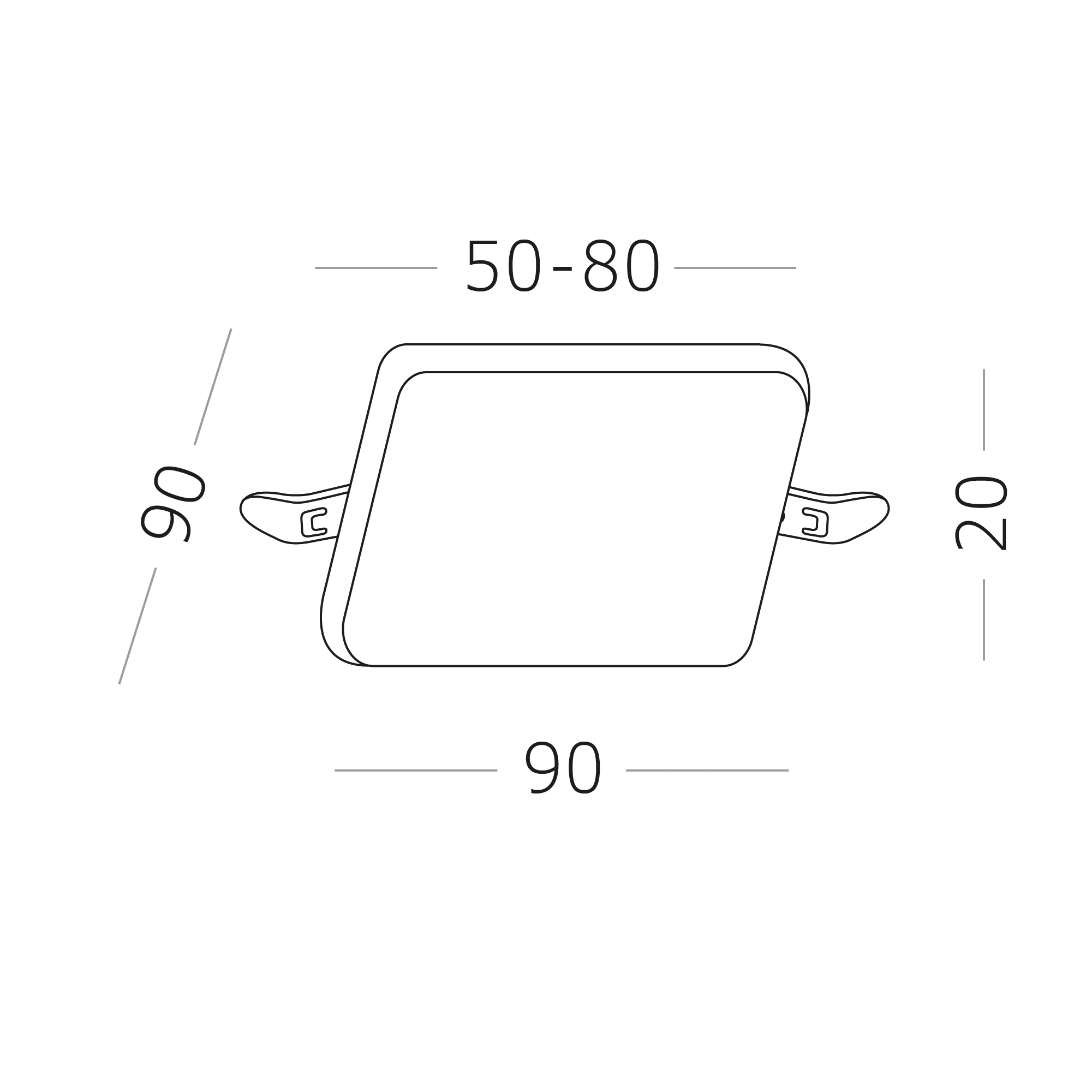 ST700.038.08 Св-к встр. Белый LED 1*8W 3000K 690Lm Ra80 120° IP20 L90xW90xH20 85-265V Встраиваемые светильники