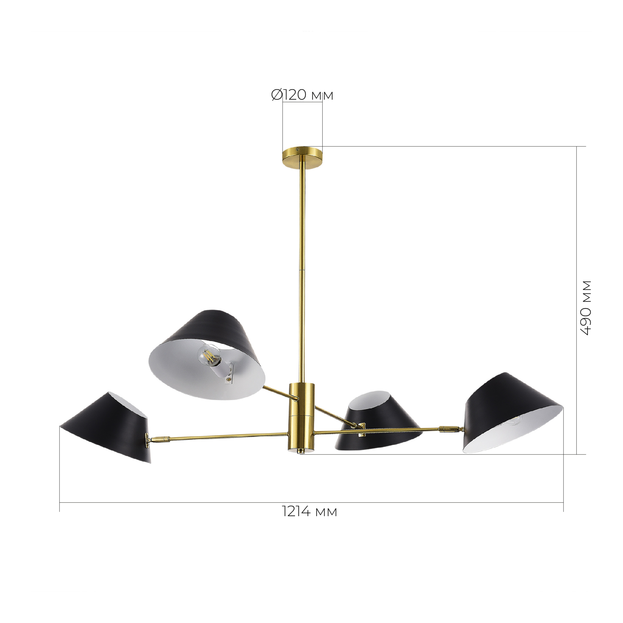 SLE1253-343-04 Светильник подвесной Латунь/Черный, Белый E14 4*60W NORBI