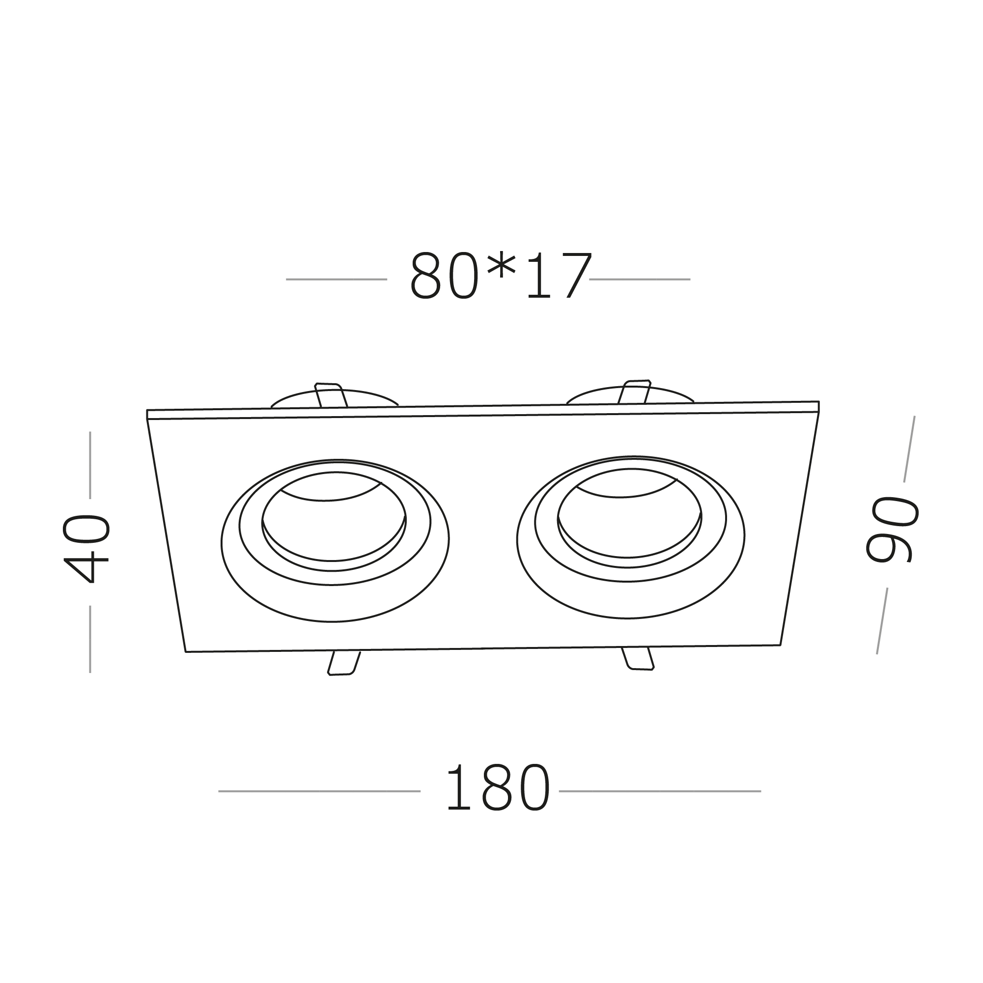ST255.428.02 Св-к встр. Черный GU10 2*50W  IP65 L180xW90xH40 220V Без ламп Встраиваемые светильники