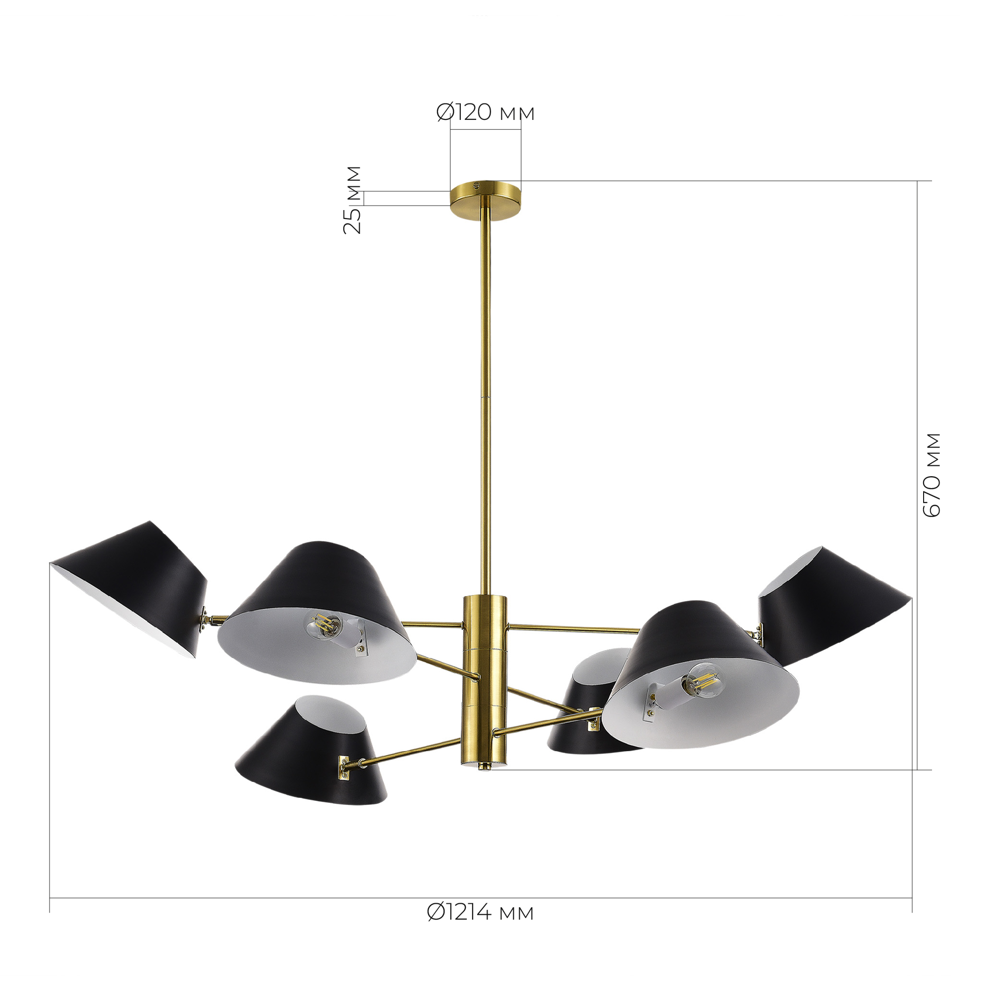 SLE1253-343-06 Светильник подвесной Латунь/Черный, Белый E14 6*60W NORBI