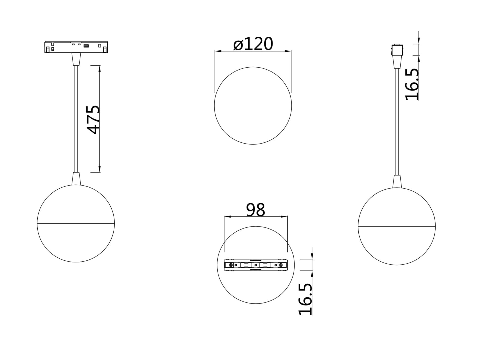 Трековый подвесной светильник Technical TR018-2-10W4K-W