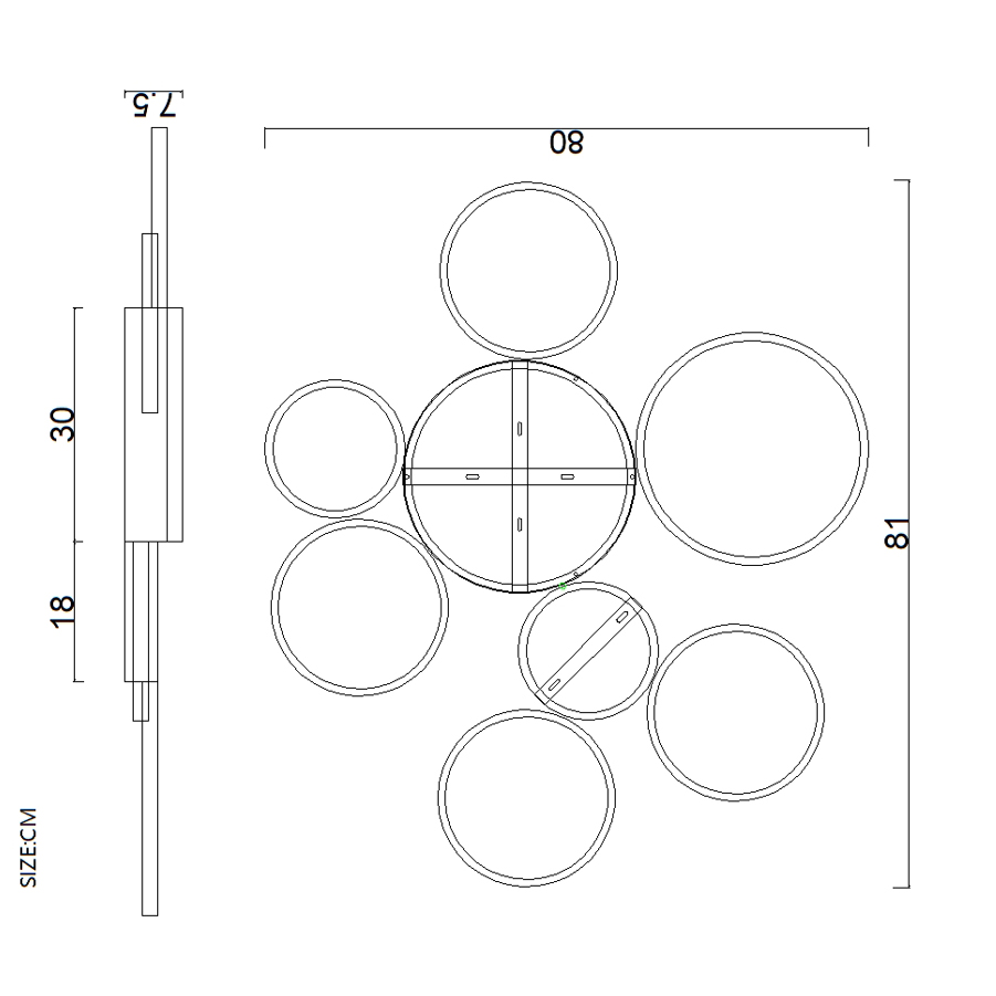 Потолочная люстра TWINE 7 rings Black 102161-26