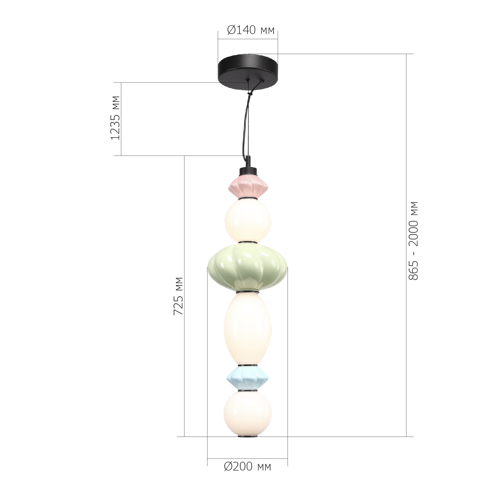 SL6134.433.01 Светильник подвесной ST-Luce черный/розовый, зеленый, синий, опаловый LED 1*24W 3000K FLORENTINI