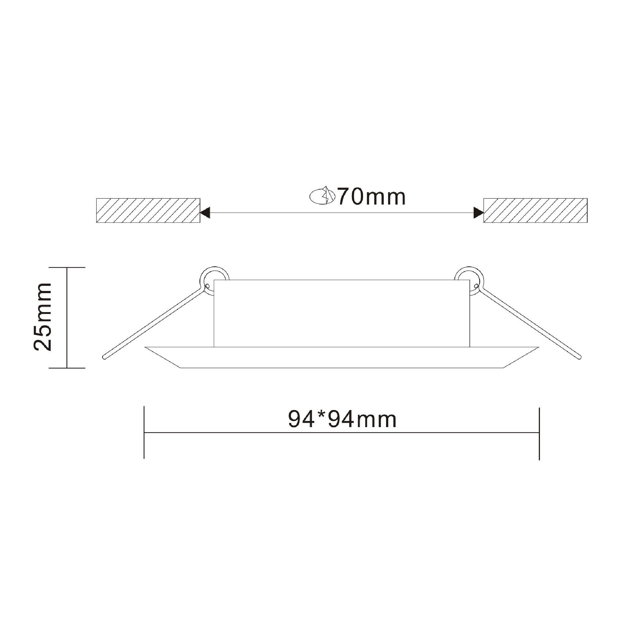 ST204.408.01 Св-к встр. Черный GU10 1*50W  L94xW94xH25 220V Без ламп Встраиваемые светильники