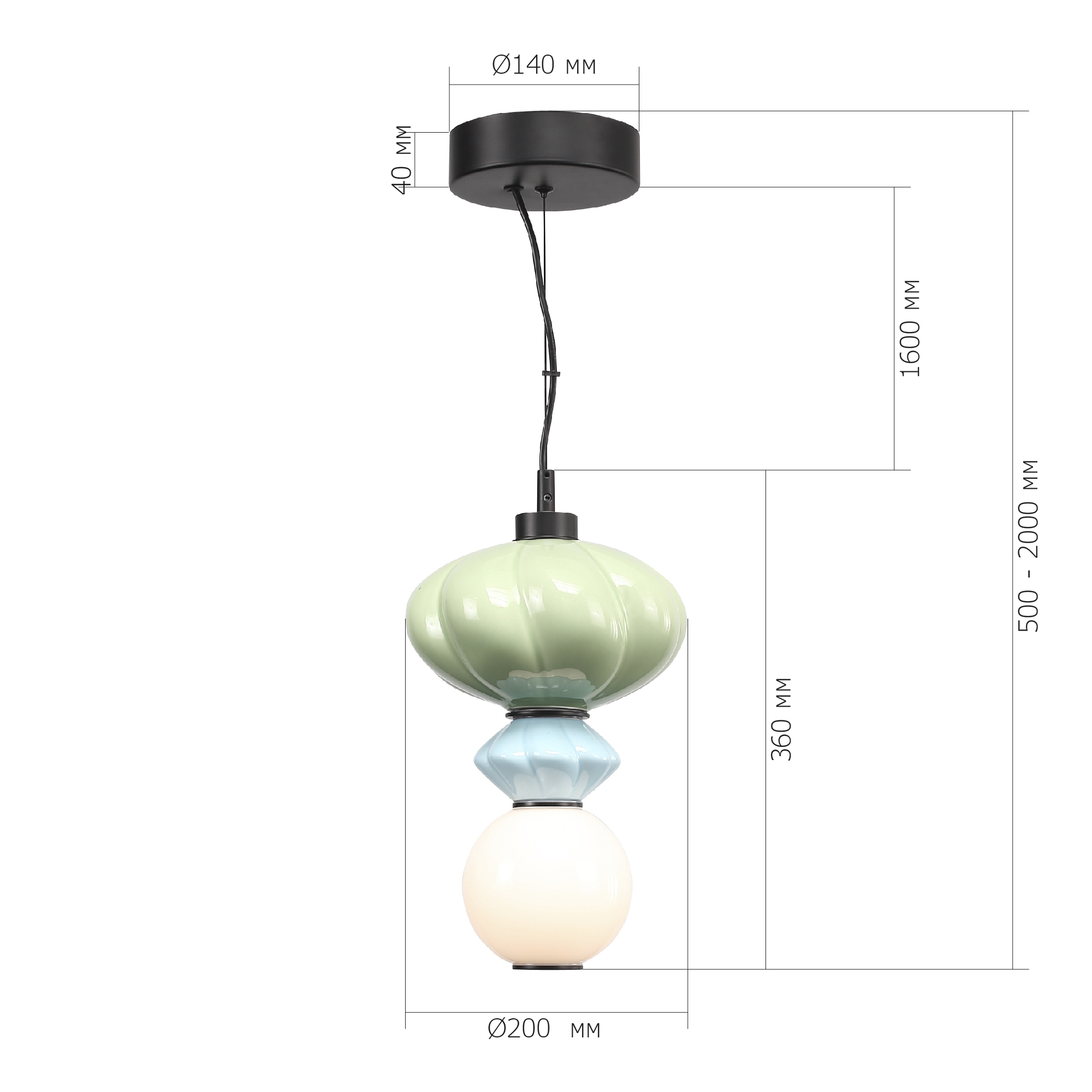 SL6134.403.01 Светильник подвесной ST-Luce черный/зелёный, синий, опаловый LED 1*8W 3000K ФЛОРЕНТИНИ