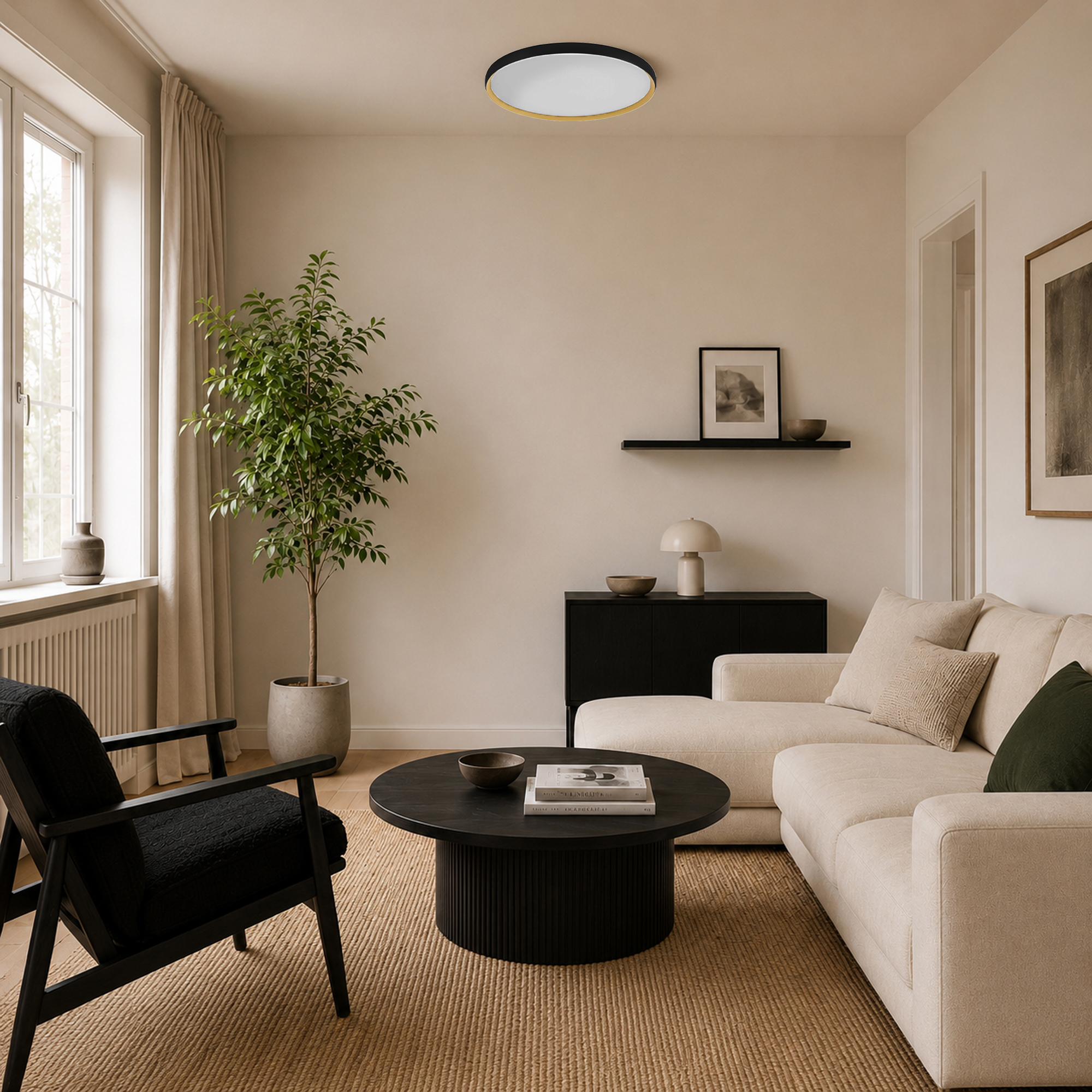 SLE1810-402-01 Светильник потолочный Черный, Золотистый/белая LED 1*42W 4000K ХЕЛЬСТ