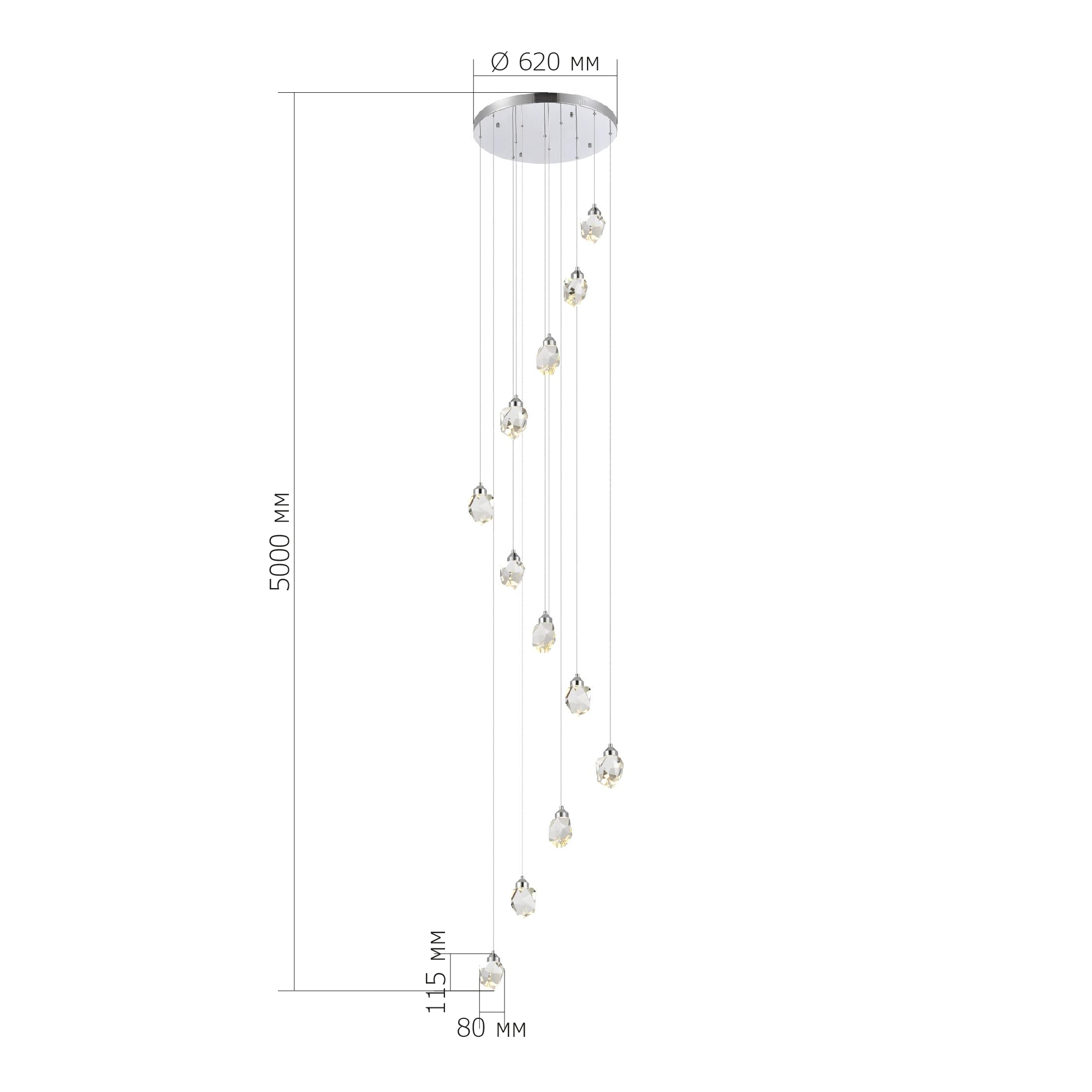 SL6114.103.12 Светильник подвесной ST-Luce Хром/Прозрачный LED 12*3W 3000K CASCATO