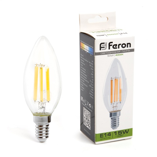Лампа светодиодная Feron LB-717 Свеча E14 15W 4000K прозрачная