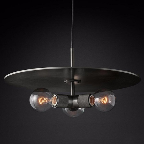 Люстра Rh Utilitaire Disk Triple Pendant Black от Imperiumloft 123645-22