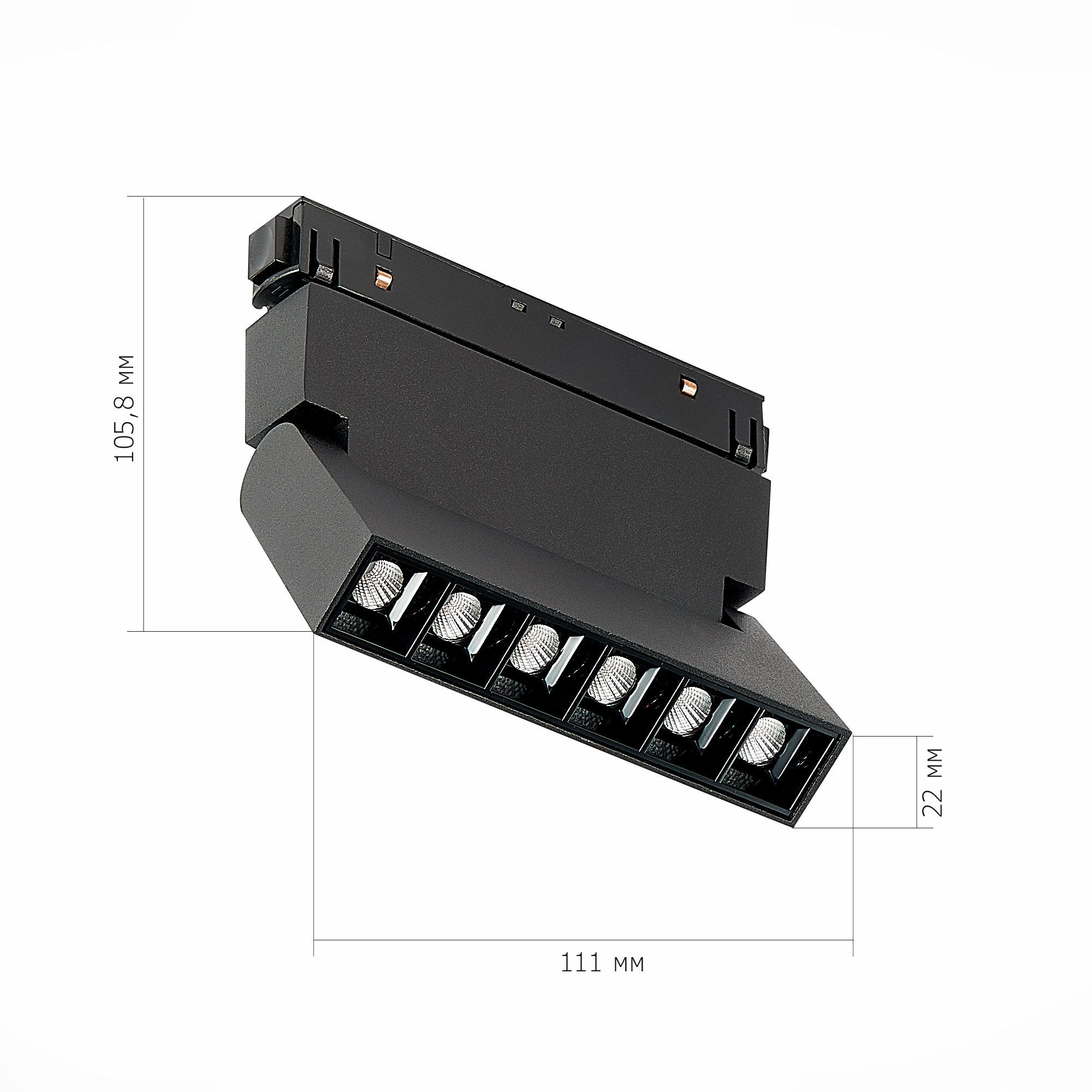 ST364.446.06 Магнитный трековый светильник Черный LED 1*6W 4000K 532Lm Ra>80 36° IP20 L120xW22xH108 СКАЙЛАЙН 48V