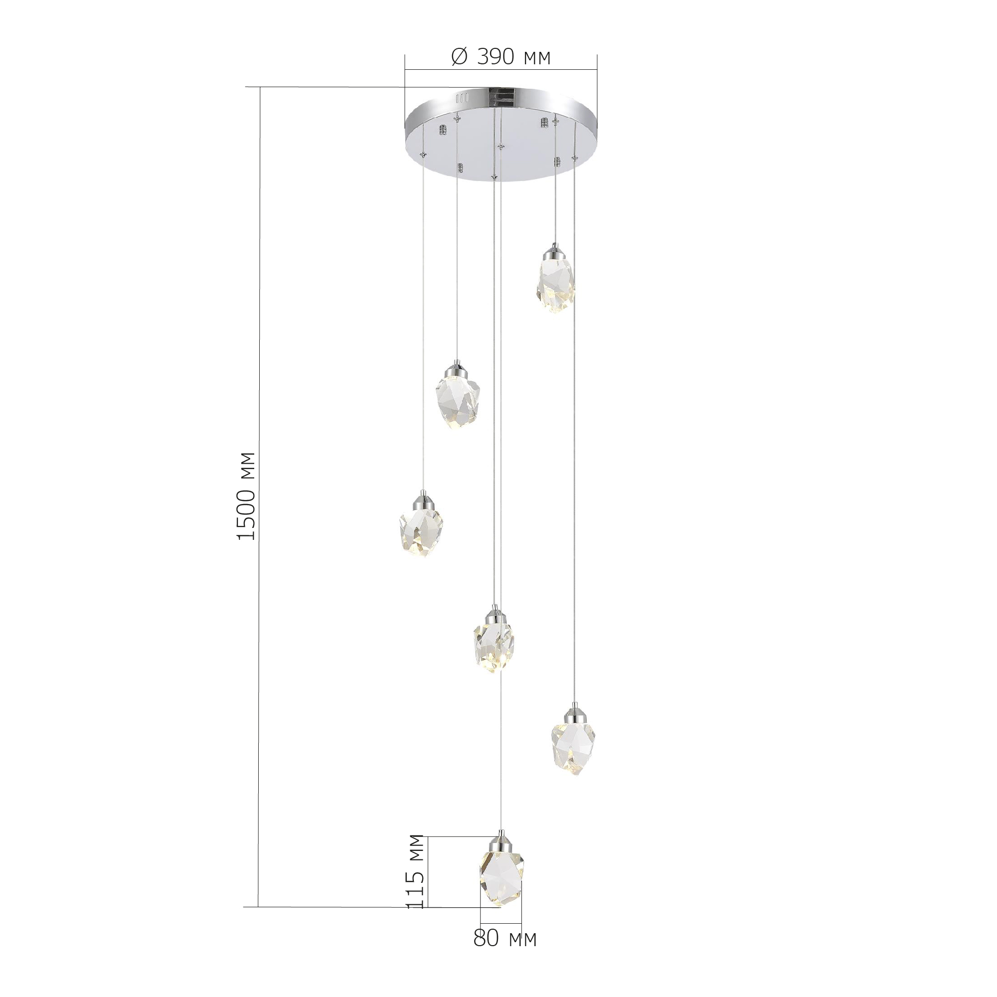 SL6114.103.06 Светильник подвесной ST-Luce Хром/Прозрачный LED 6*3W 3000K CASCATO