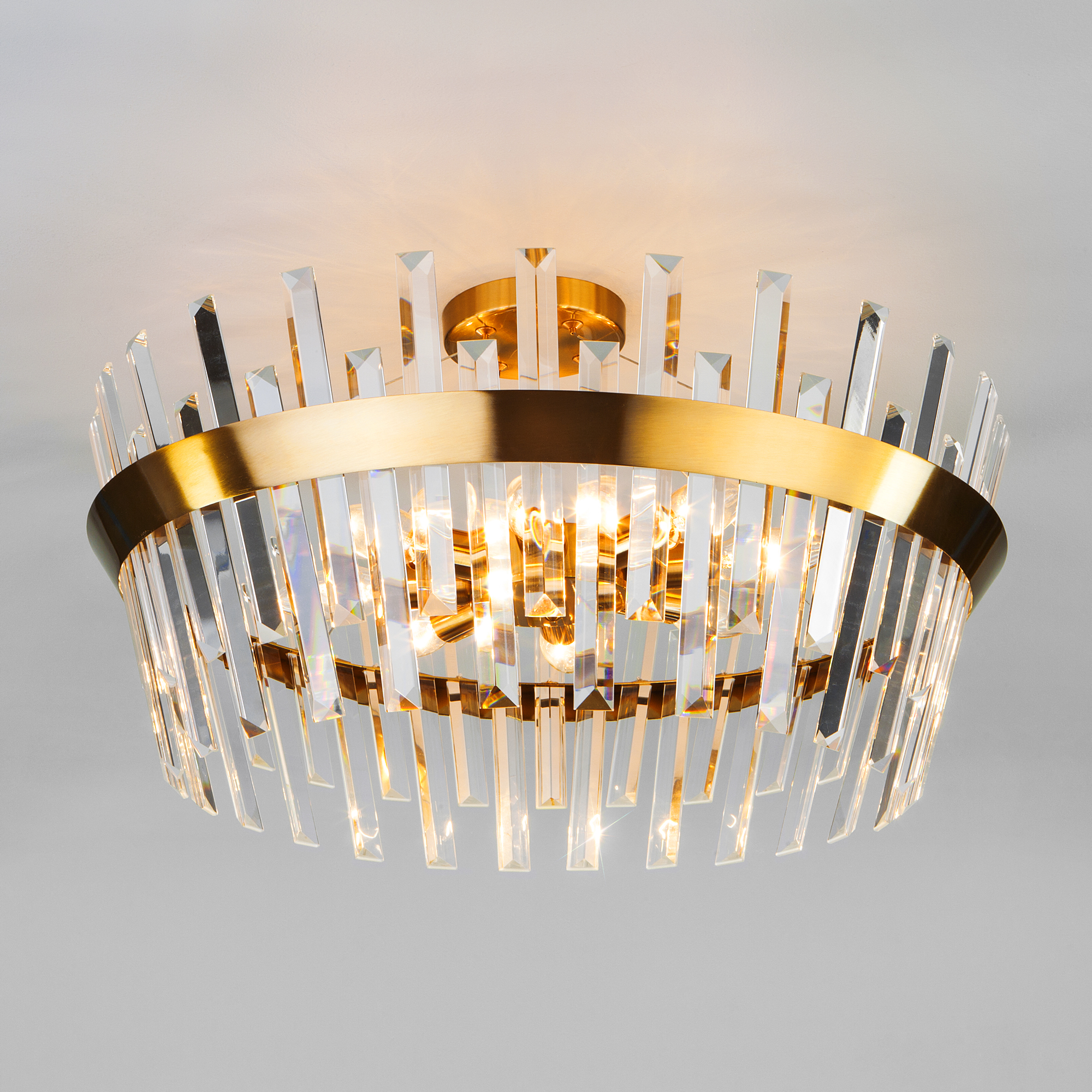 Потолочный светильник Eurosvet 10111/8 золотая бронза прозрачный хрусталь Strotskis