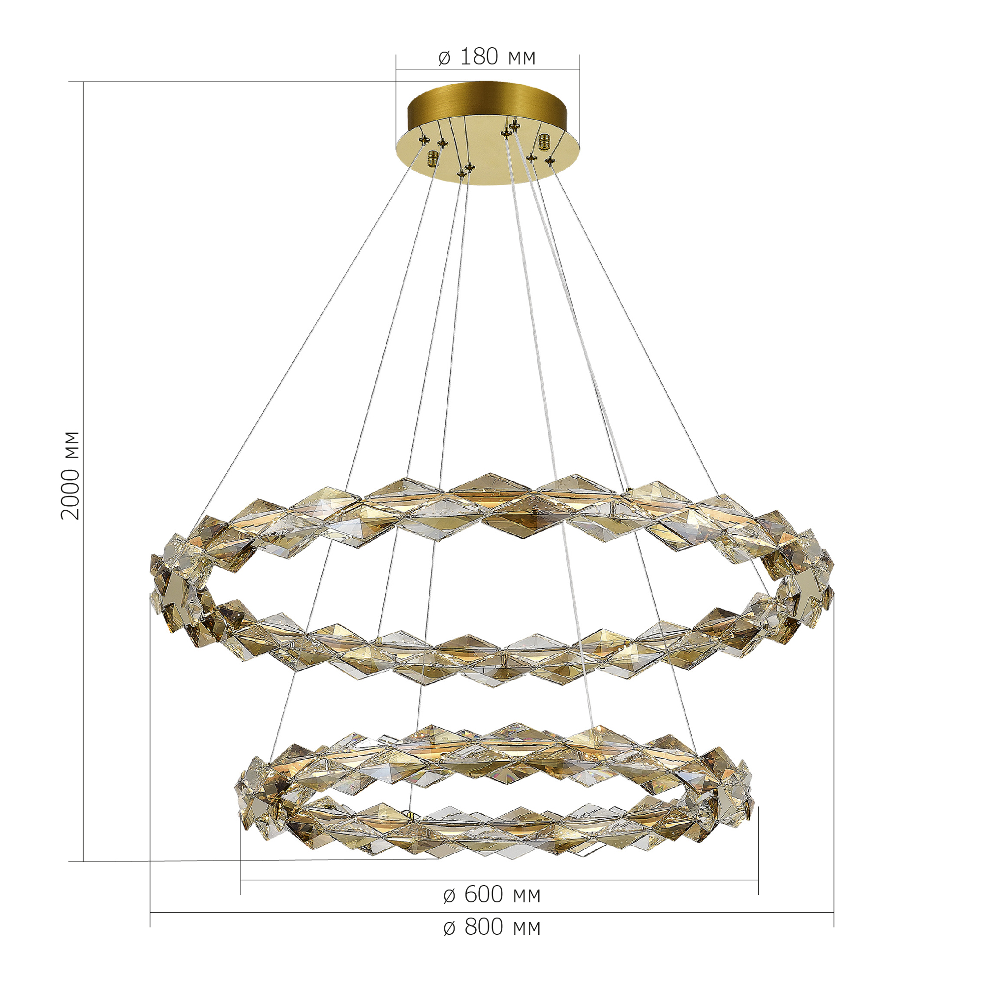 SL6009.203.02 Люстра подвесная ST-Luce Золотистый/Прозрачный,Янтарный LED 1*45W 3000K DIAMANTA