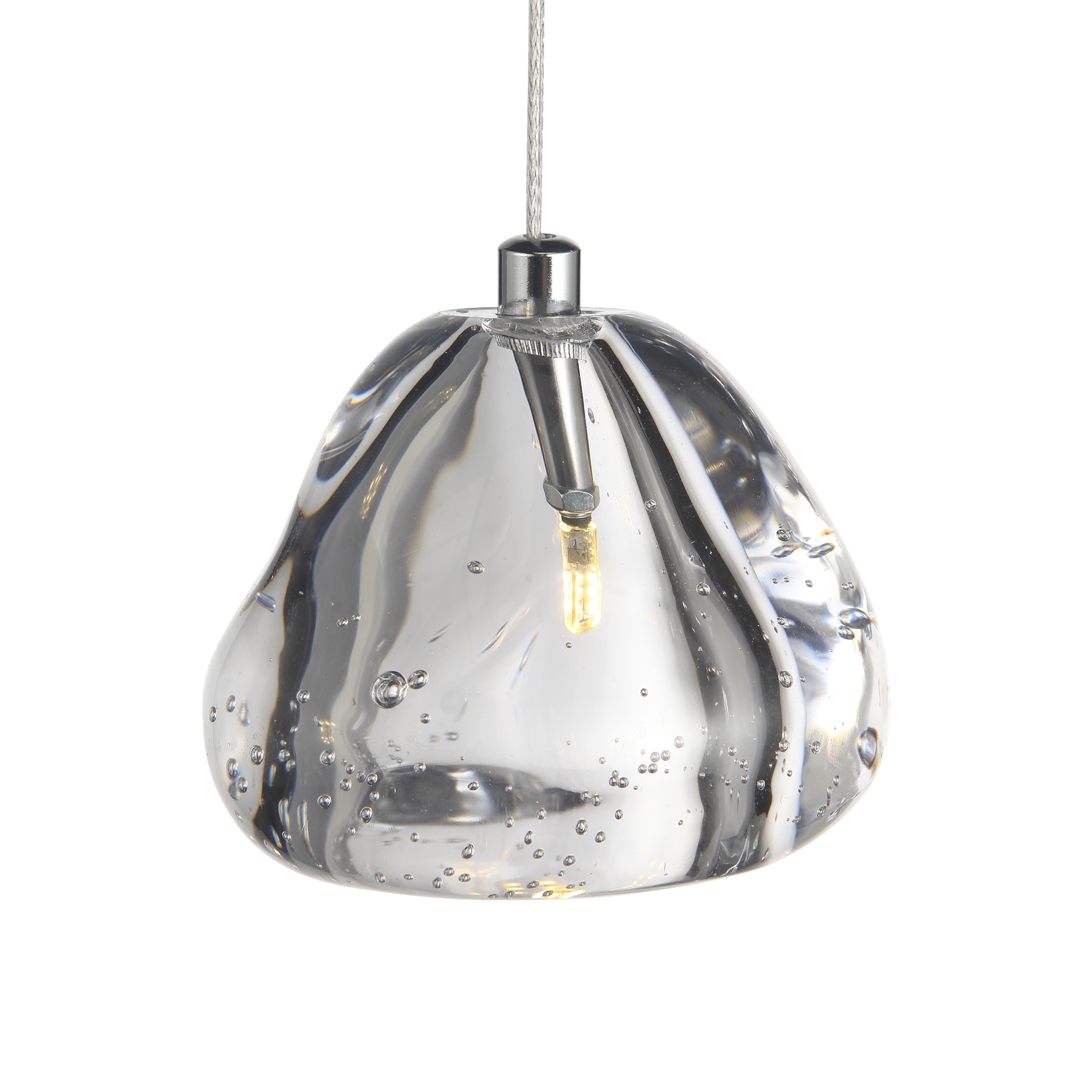 SL6017.101.01 Светильник подвесной ST-Luce Хром/Прозрачный с пузырьками воздуха LED 1*3W 3000K WATERFALL