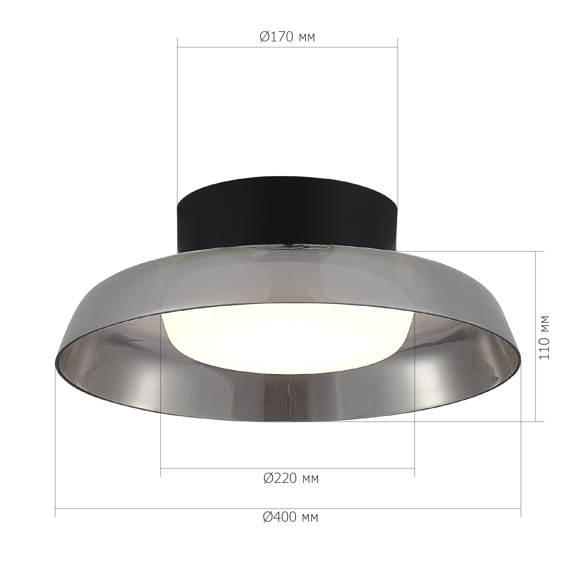SL6019.412.01 Светильник потолочный ST-Luce Черный/Дымчатый, Белый LED 1*36W 3000K ФОРЕЙ