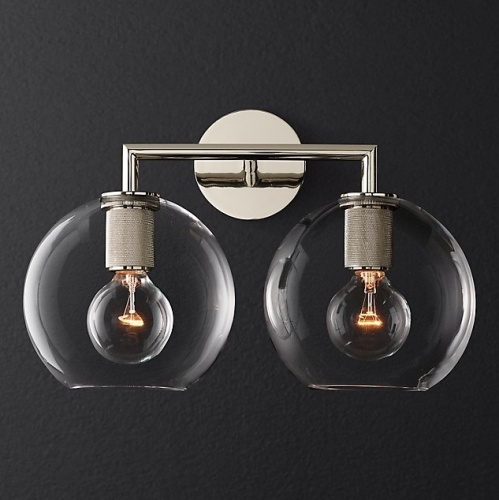 Бра Rh Utilitaire Globe Shade Double Sconce Silver от Imperiumloft 123274-22