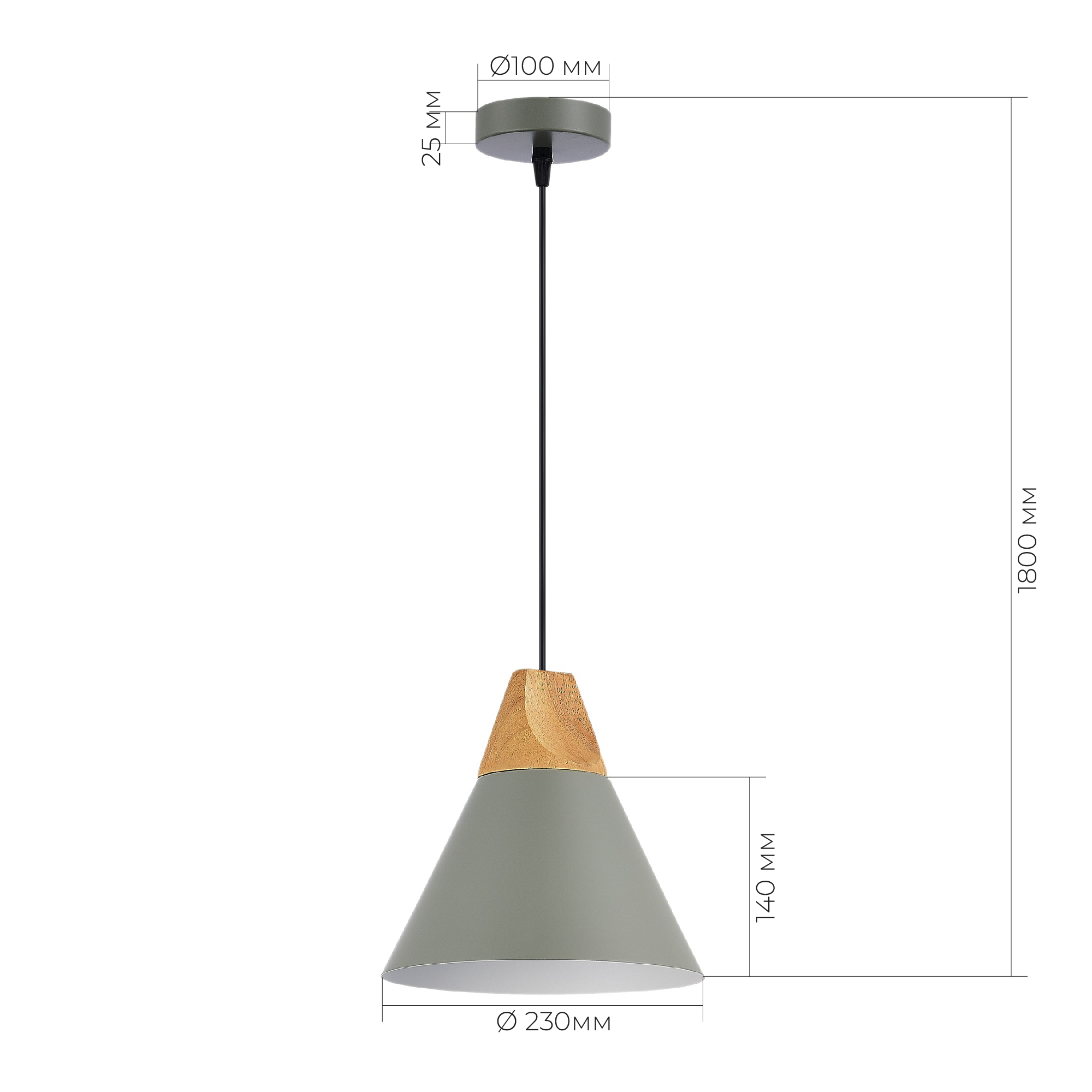 SLE125113-01 Светильник подвесной Серый/Серый, Светлое дерево E27 1*60W МОДИКА