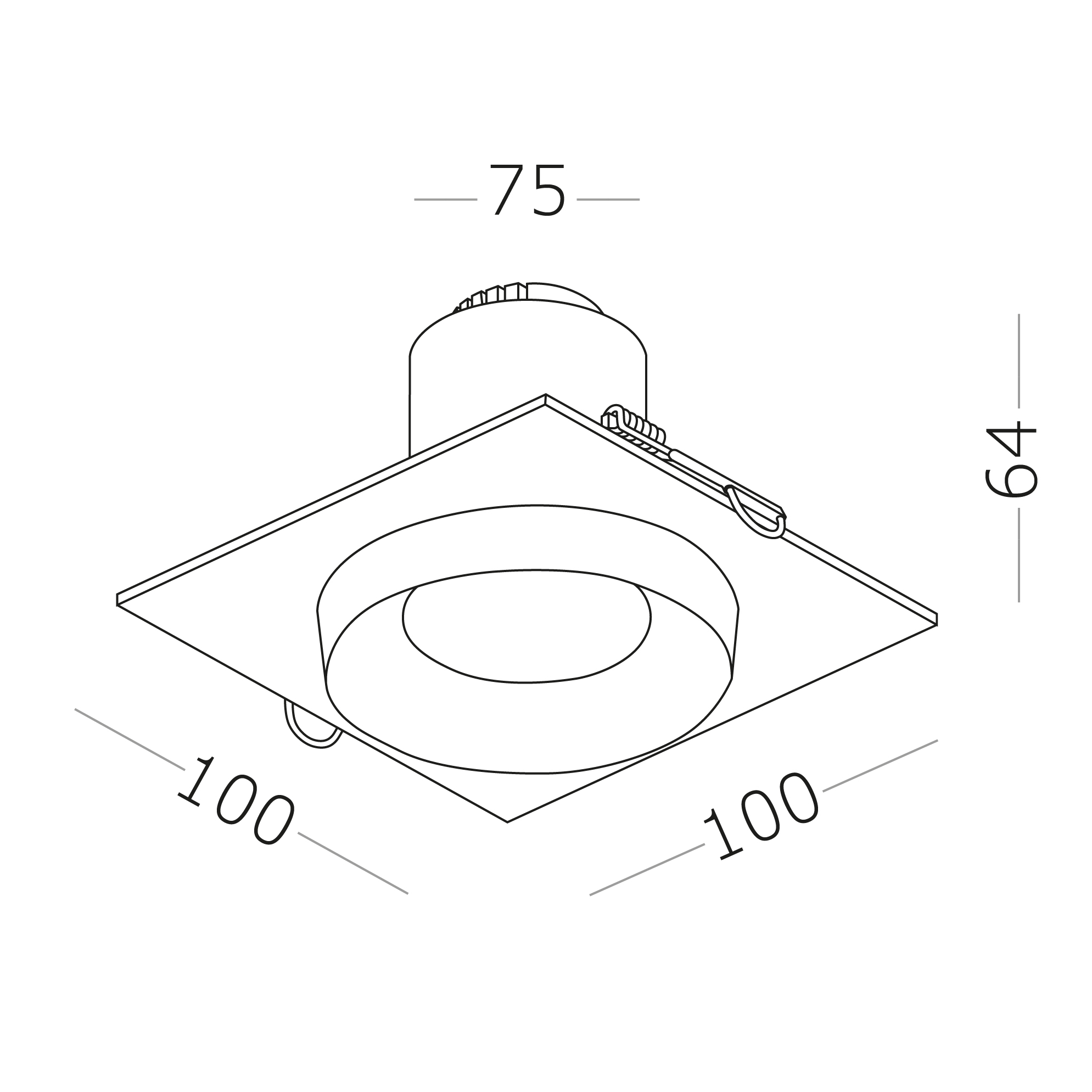 ST758.538.10 Св-к встр. Белый LED 1*10W 3000K 700Lm Ra>90 36° IP44 L100xW100xH64 85-265V Встраиваемые светильники