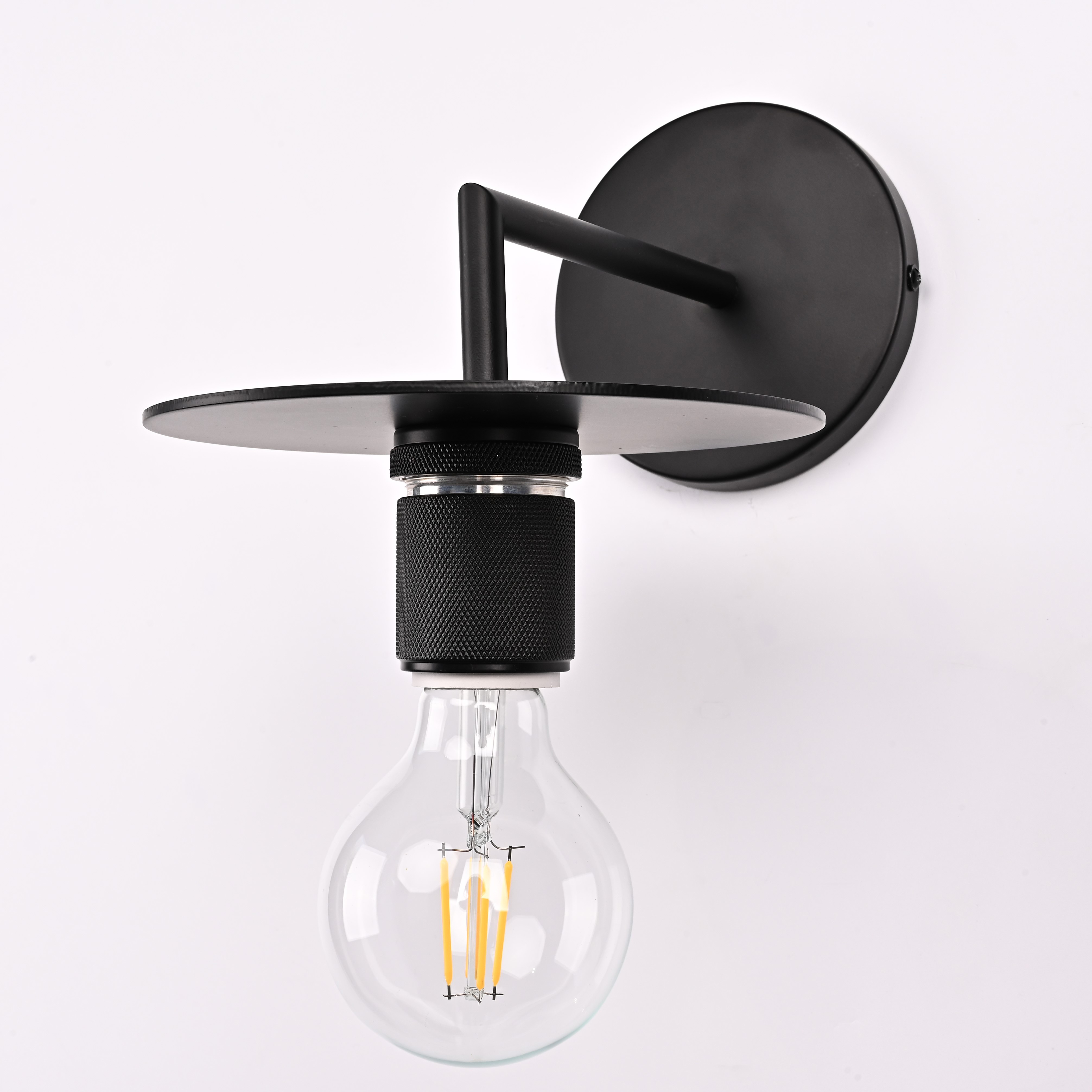 Бра RH Utilitaire Knurled Disk Shade Sconce Black 123281-22