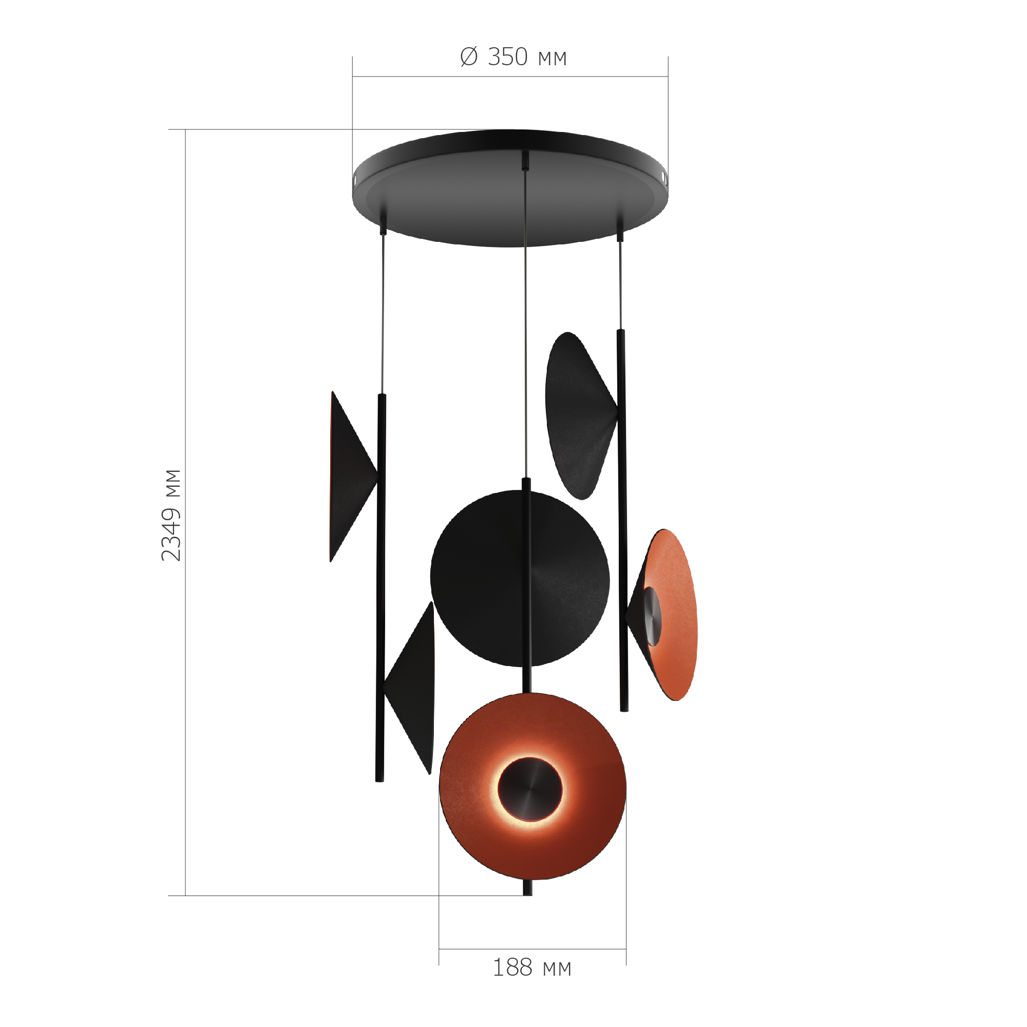 SL3003.403.09 Светильник подвесной ST-Luce Черный/Оранжевый, Черный LED 9*2W 3000K SENTITO