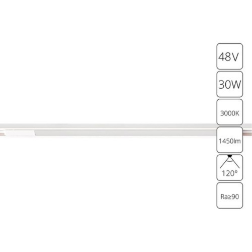 Магнитный трековый светильник Arte lamp A7285PL-1WH СВЕТИЛЬНИК ПОТОЛОЧНЫЙ OPTIMA 48В 30Вт 1450Лм 3000K 90+ 120°