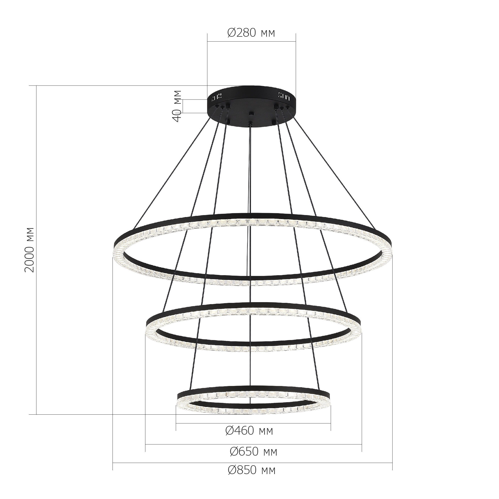 SL1018.403.03 Светильник подвесной ST-Luce черный/прозрачный LED 1*130W 4000K ЭВКЛИДИК