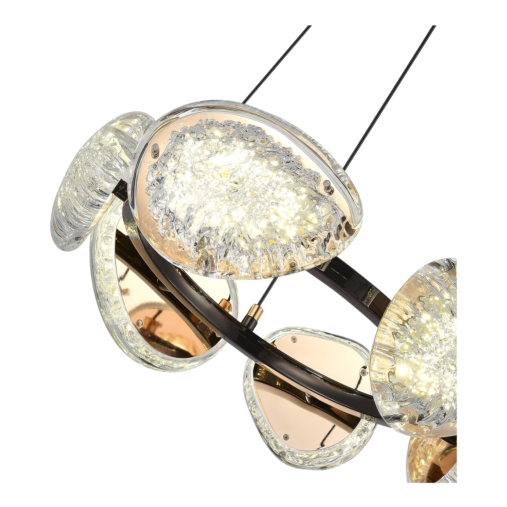 SL6018.203.48 Светильник подвесной ST-Luce черный/ золотистый / прозрачный LED 1*48W 4000K МИСТЕРИ