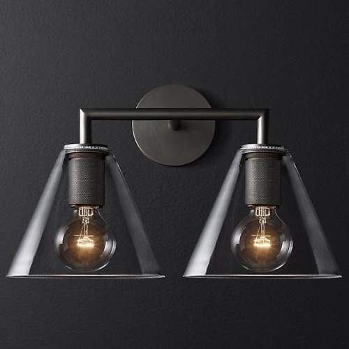 Бра Rh Utilitaire Funnel Shade Double Sconce Black от Imperiumloft 123266-22