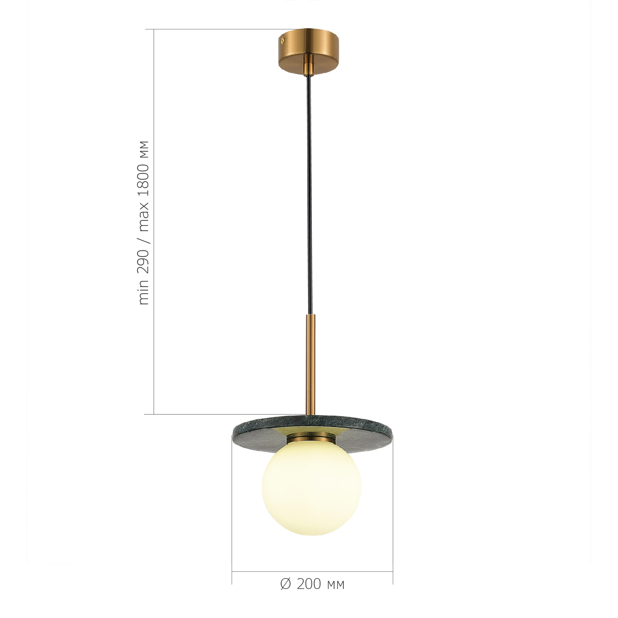 SL1191.363.01 Светильник подвесной ST-Luce Латунь/Латунь, Зеленый G9 LED 1*5W 4000K NEBULA