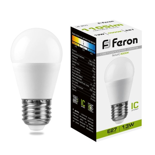 Лампа светодиодная FERON LB-950 13W 230V E27 4000K G45