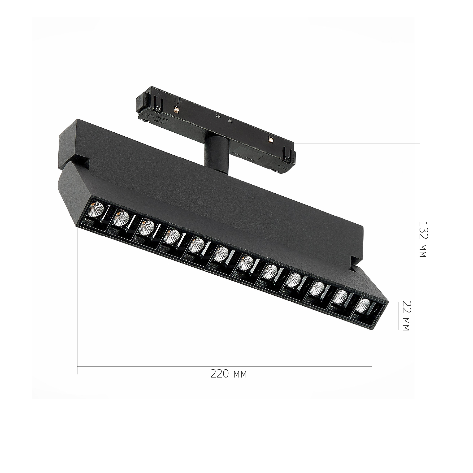 ST362.446.12 Магнитный трековый светильник Черный LED 1*12W 4000K 1 009Lm Ra>90 36° IP20 L219xW22xH1 СКАЙЛАЙН 48V