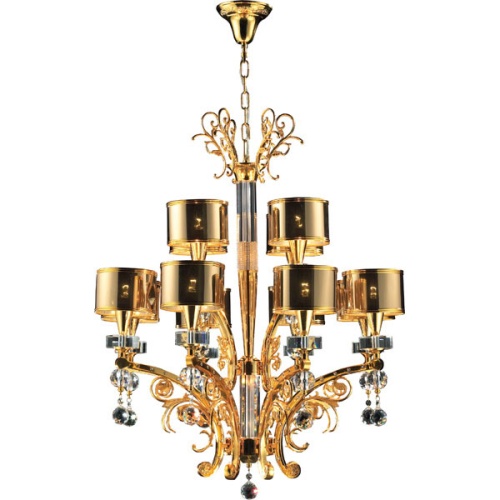 3086-8+4G ЭКО Gold+Gold lampshade+white crystal Люстра