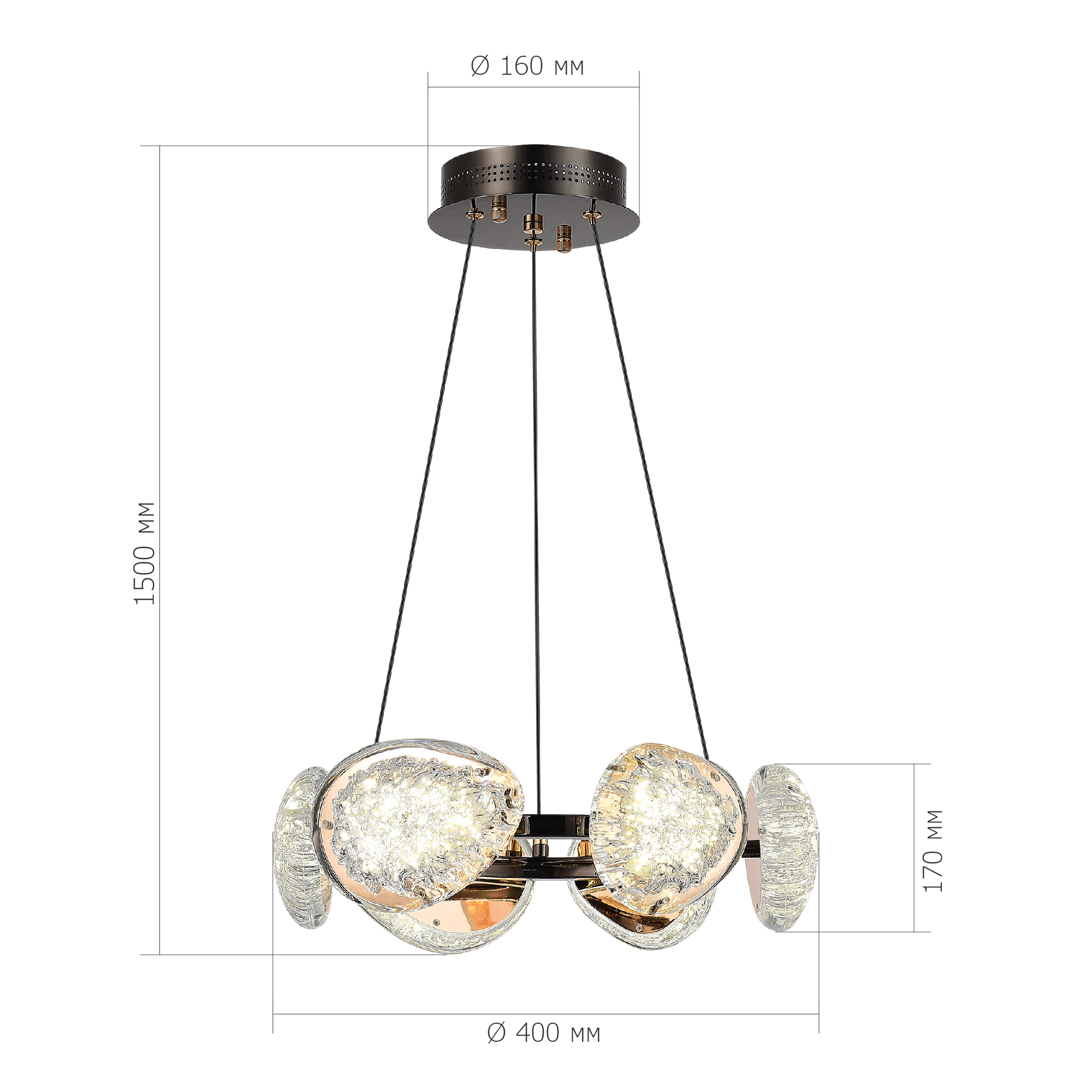 SL6018.203.48 Светильник подвесной ST-Luce черный/ золотистый / прозрачный LED 1*48W 4000K МИСТЕРИ