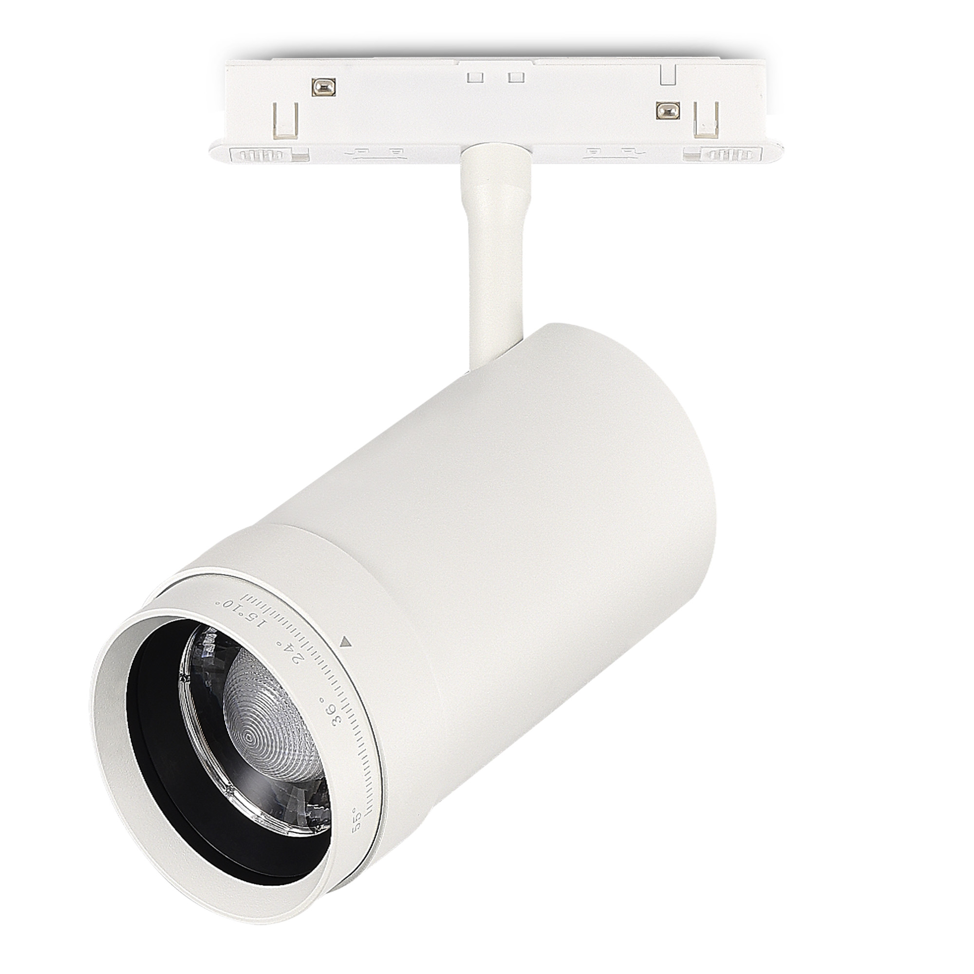 ST357.536.20 Магнитный трековый светильник ZOOM Белый LED 1*20W 3000K Lm Ra90 10-55° IP20 D60xH170 4 СКАЙЛАЙН 48V