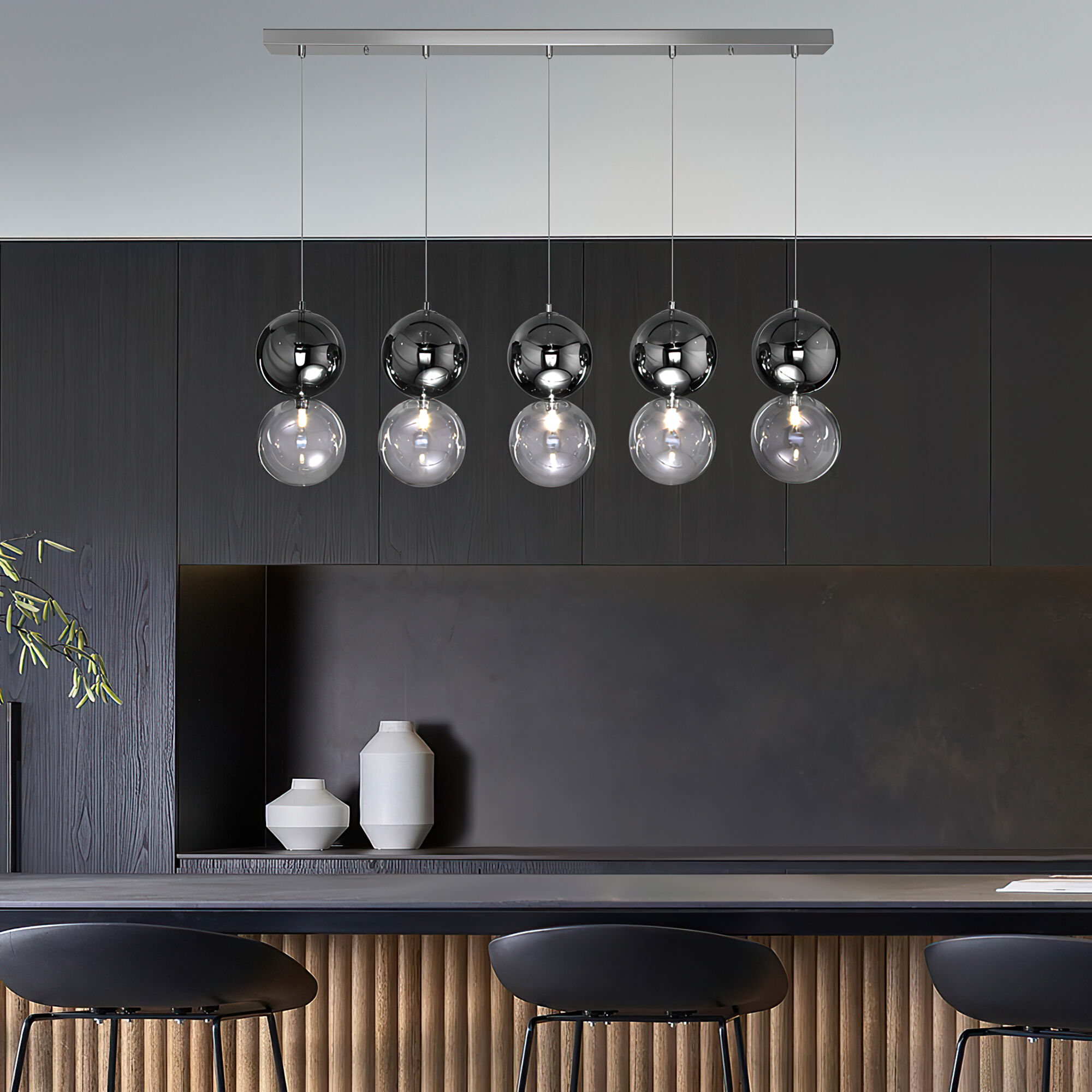 Подвесной светильник Eurosvet 50091/5 хром/дымчатый