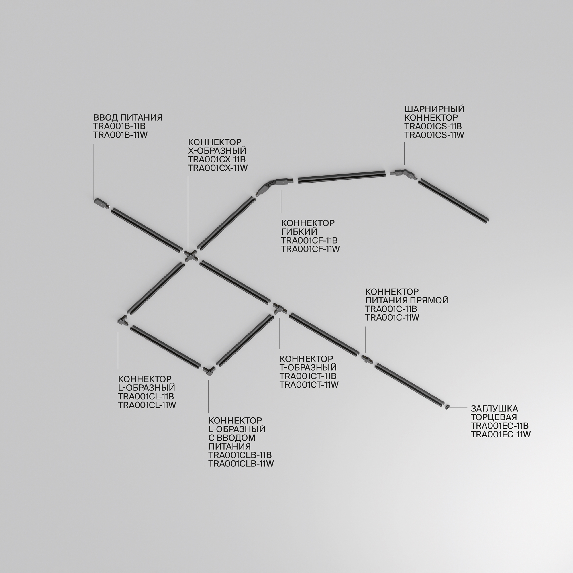 Шинопровод накладной/подвесной Technical TRX001-113B