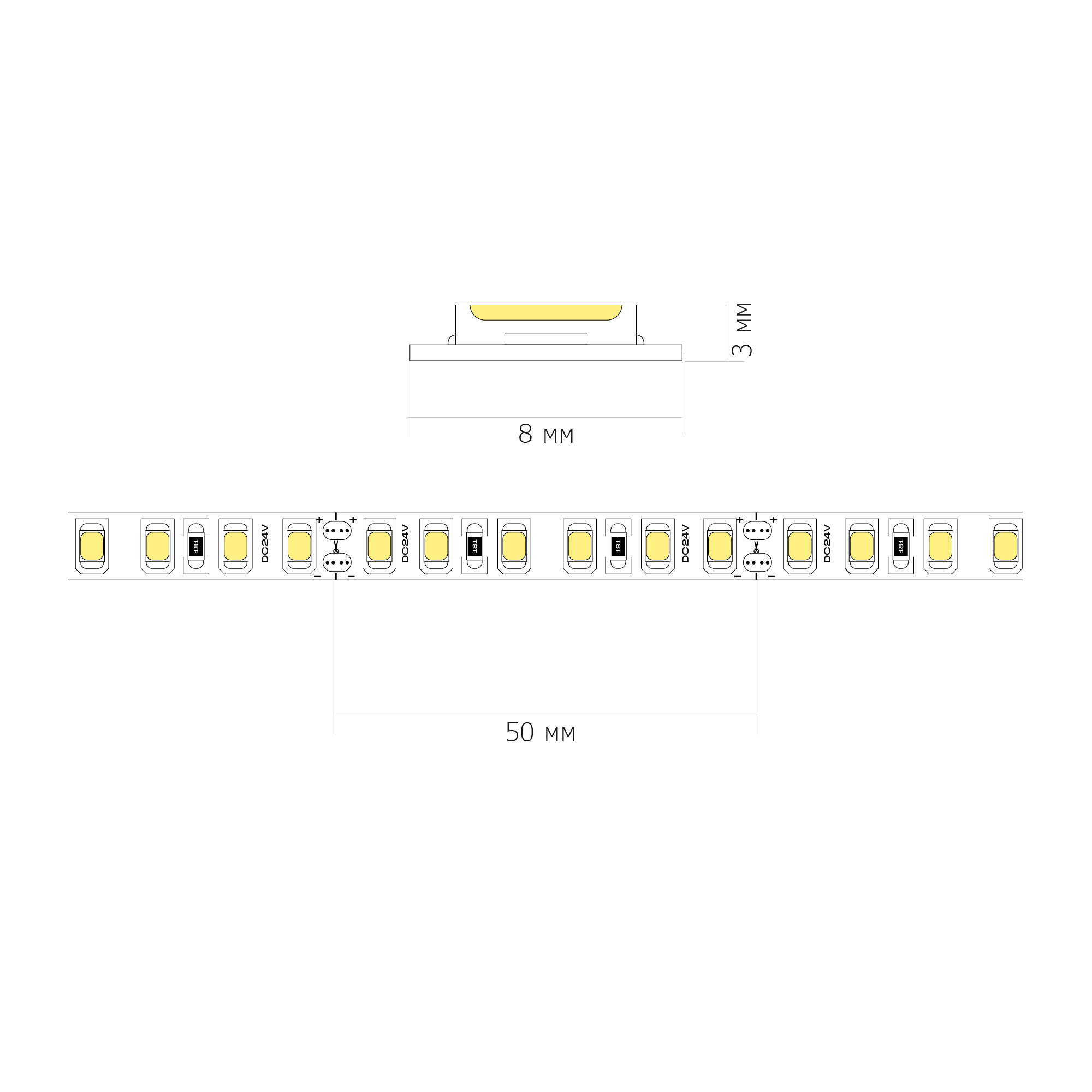 ST016.410.65 Светодиодная лента  - 120leds/м*9.6W/мW 4000K 860Lm Ra80 120° IP65 L5000xW8xH2 24V Светодиодные ленты